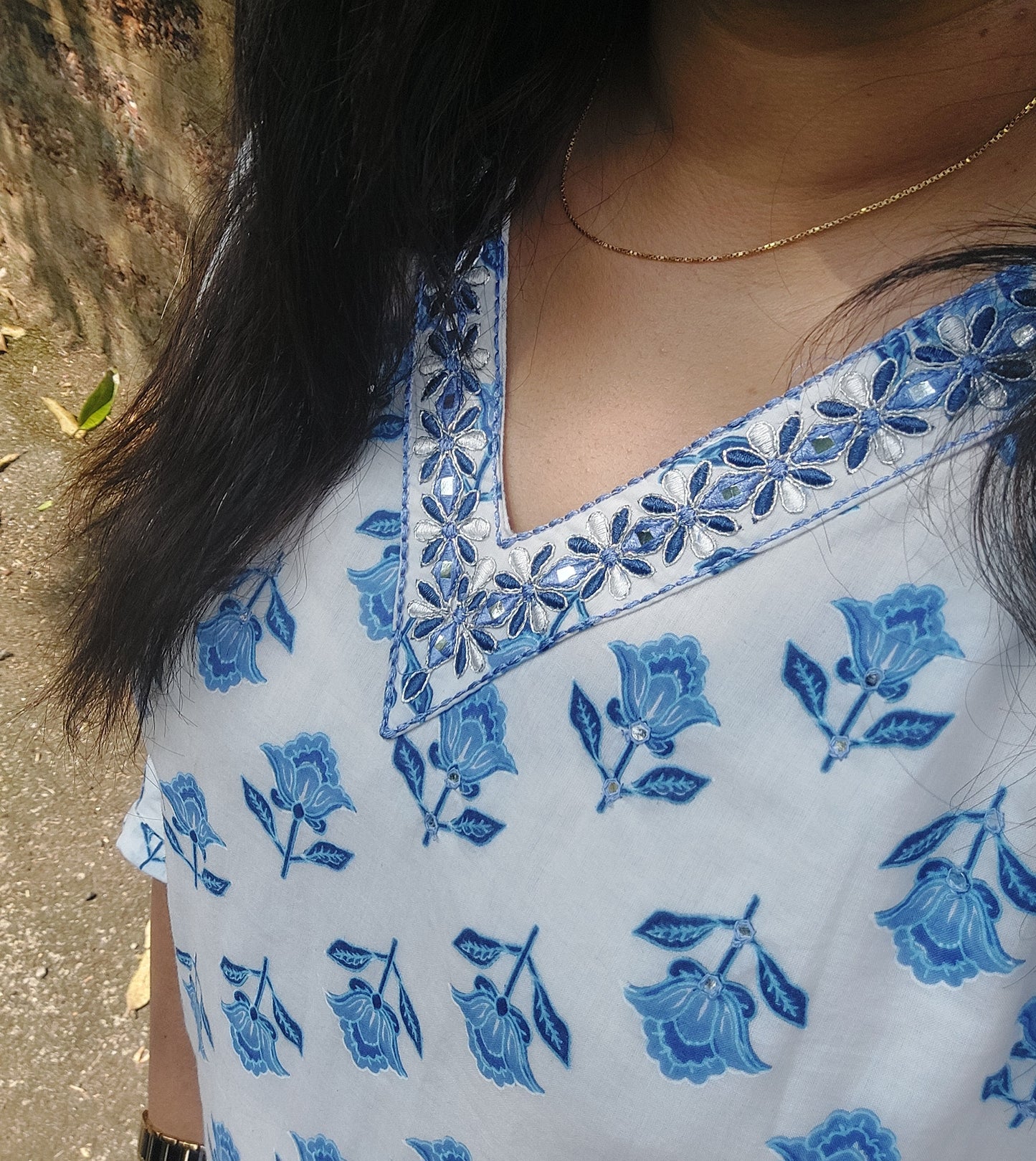 OS52. Beautiful Cotton V neck Slitted top with Lining!!!
