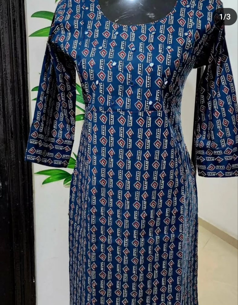OS 38 Cotton Slitted kurthi with lining.