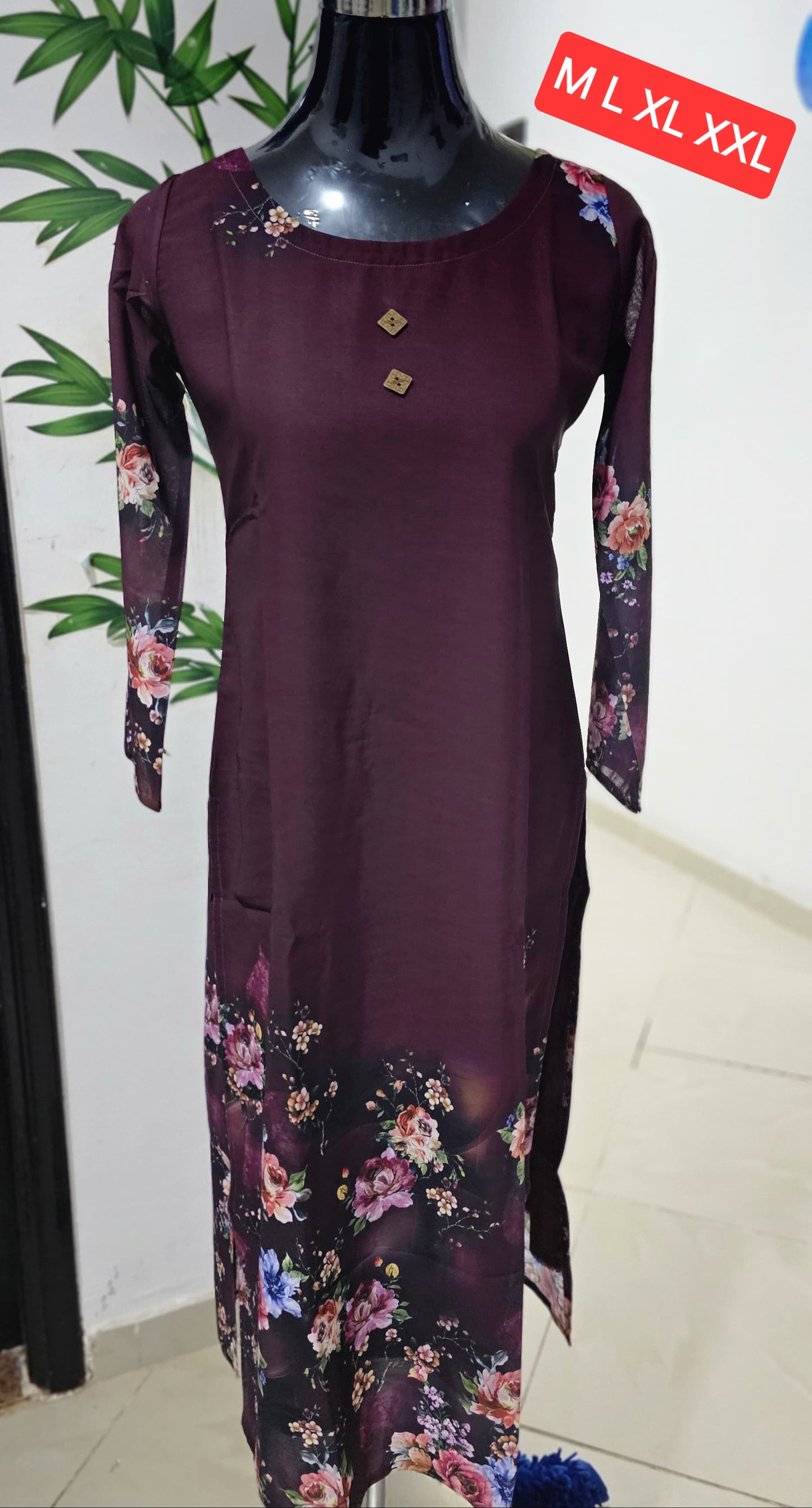OS51. Printed Georgette Slitted Top with Lining