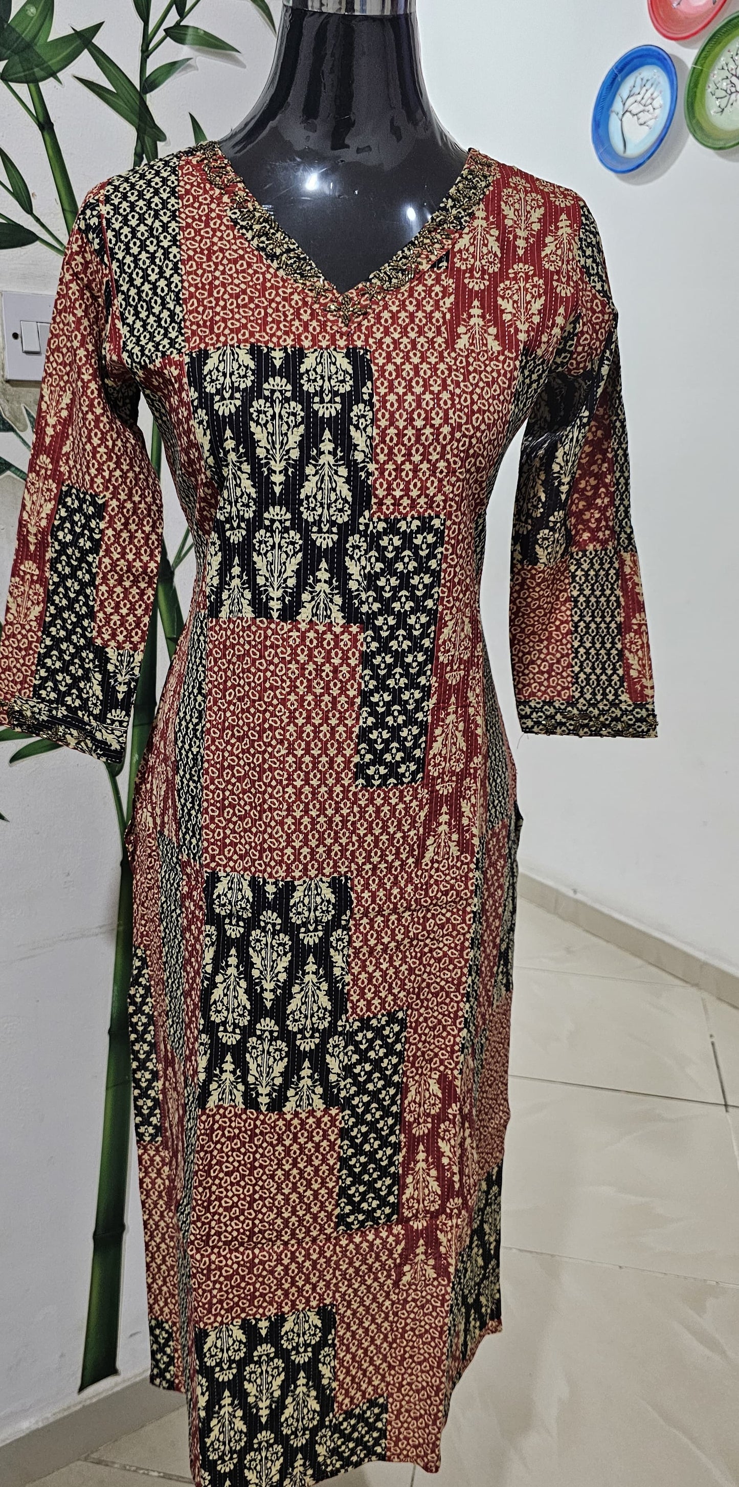 OS65 Cotton Slitted top with hand work!!!