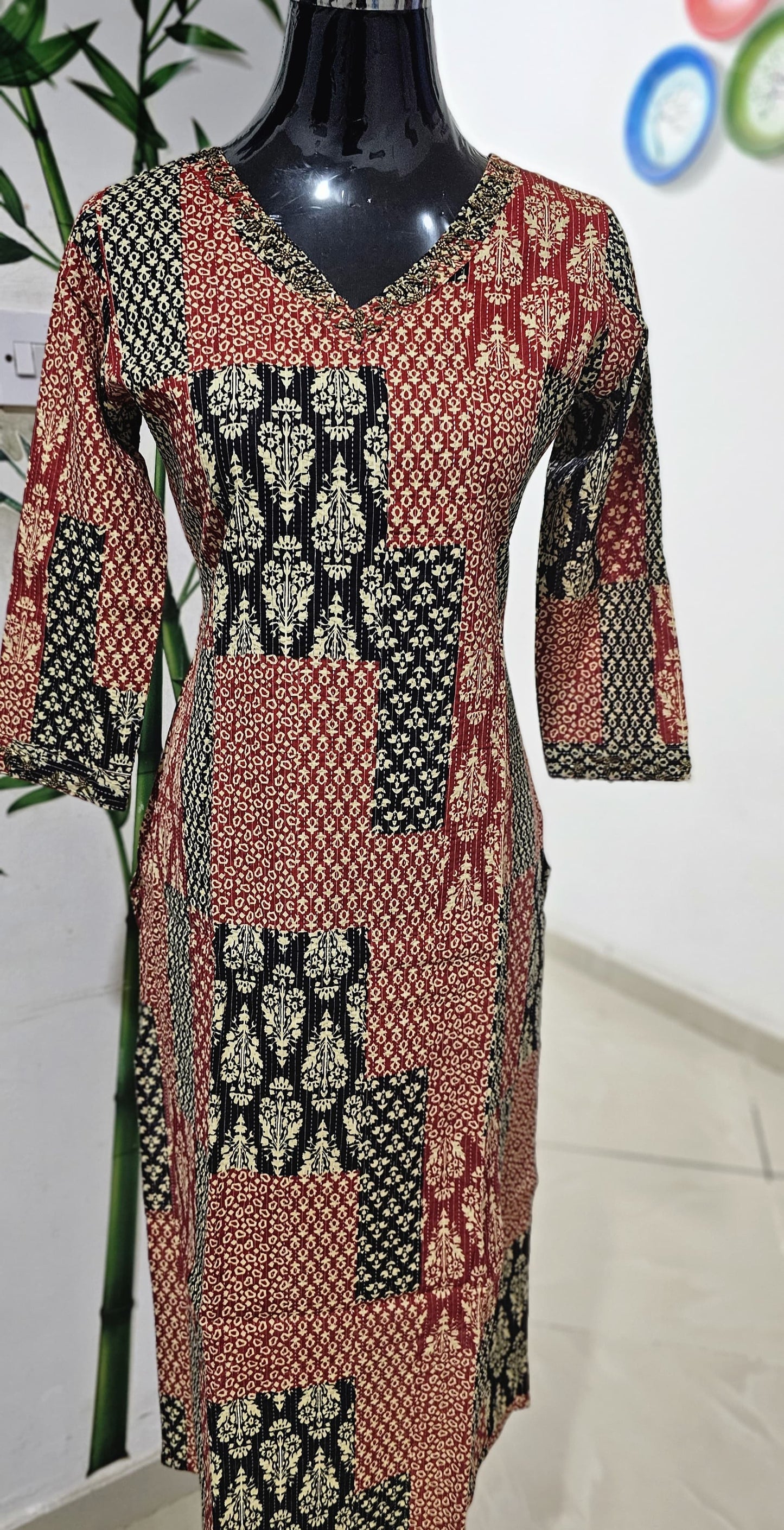 OS65 Cotton Slitted top with hand work!!!