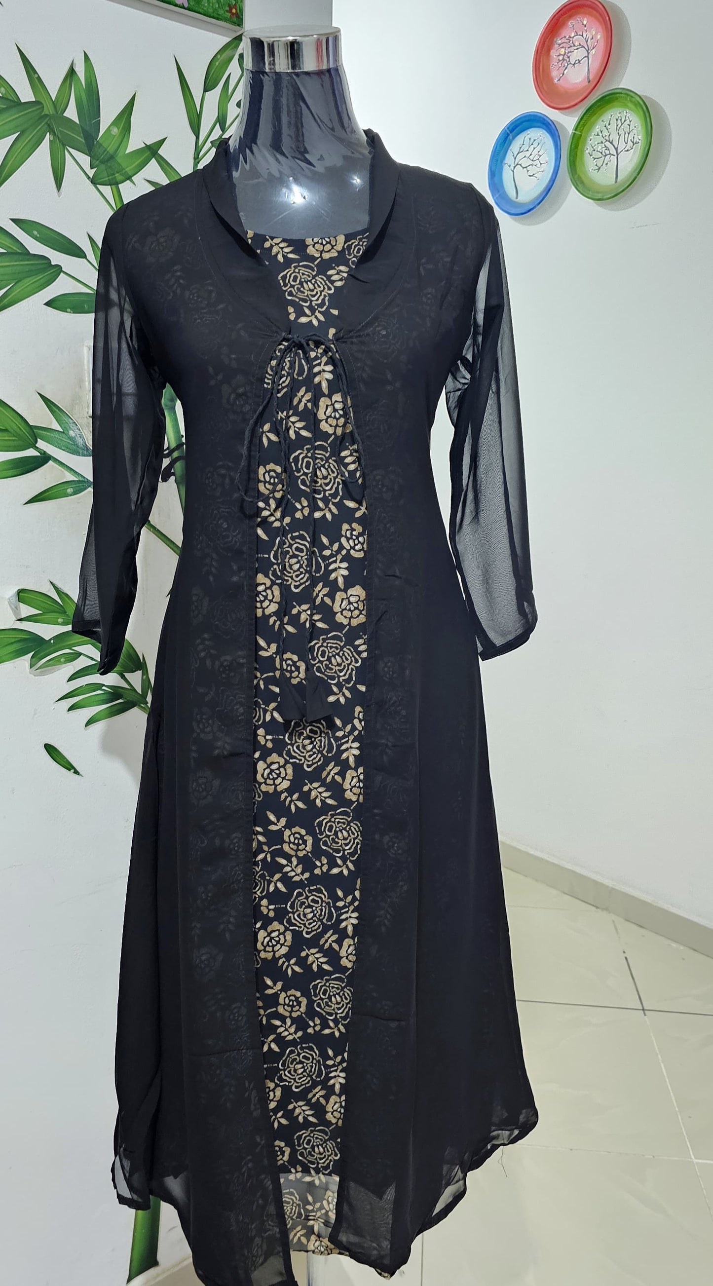 24MR30 Beautiful Printed Chiffon Inner paired with Georgette Jacket!!!