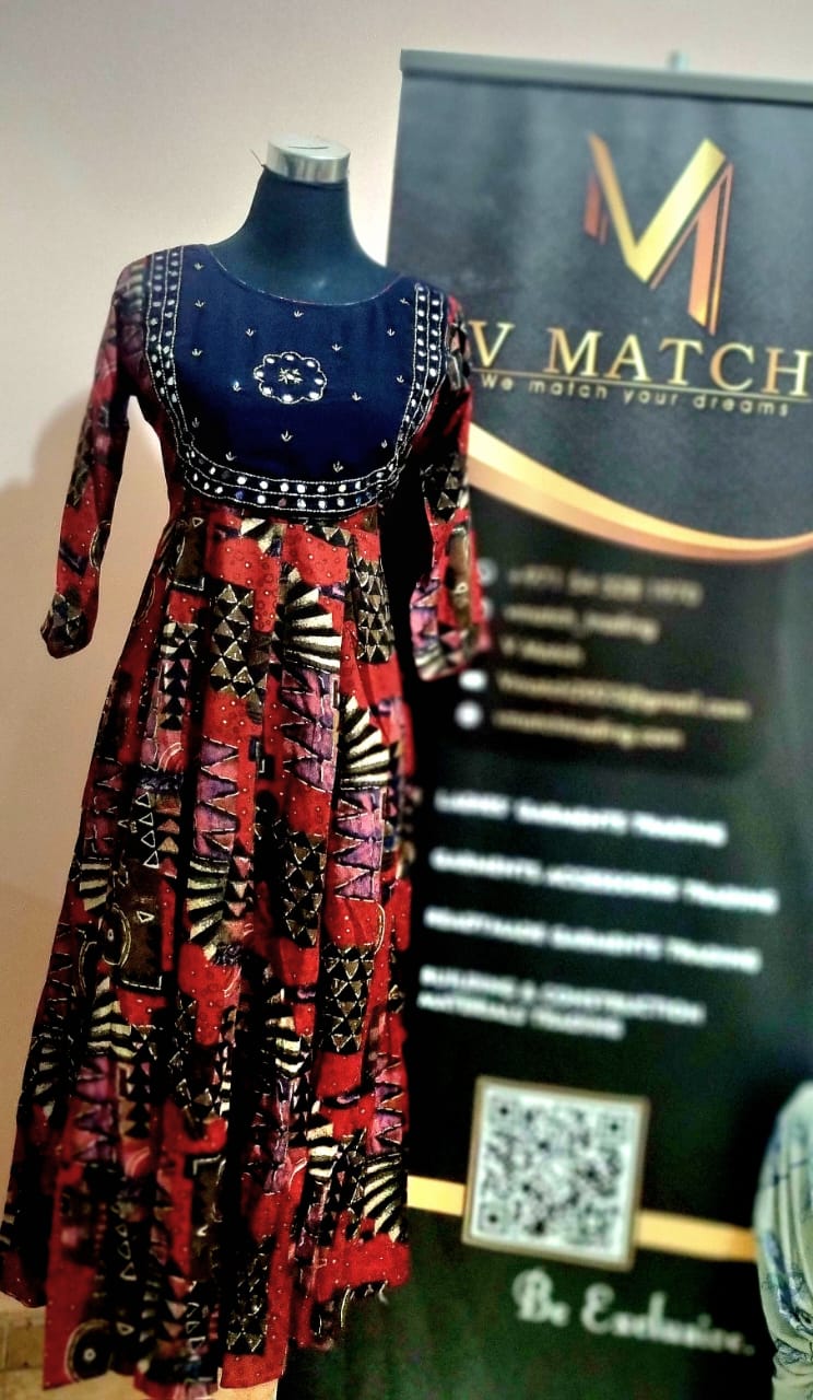 OS 36.Premium Rayon Frock with Heavy beads and mirror work on Yoke!!!