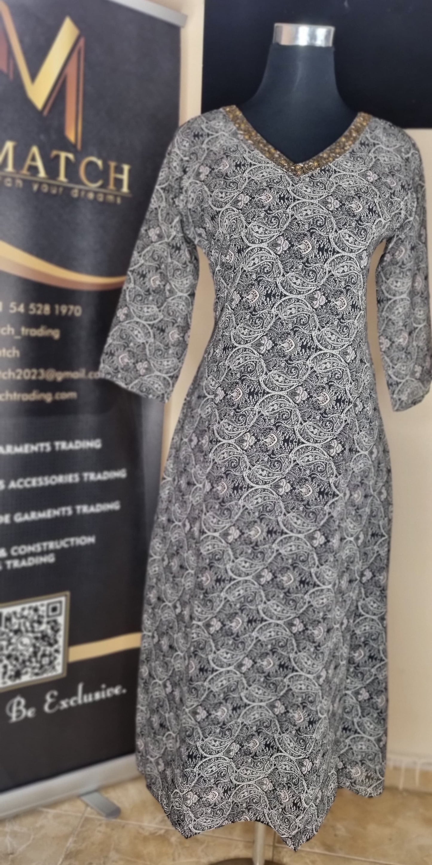 14SP24.Beautiful Georgette A Line Top with heavy beads work on Neckline !!!