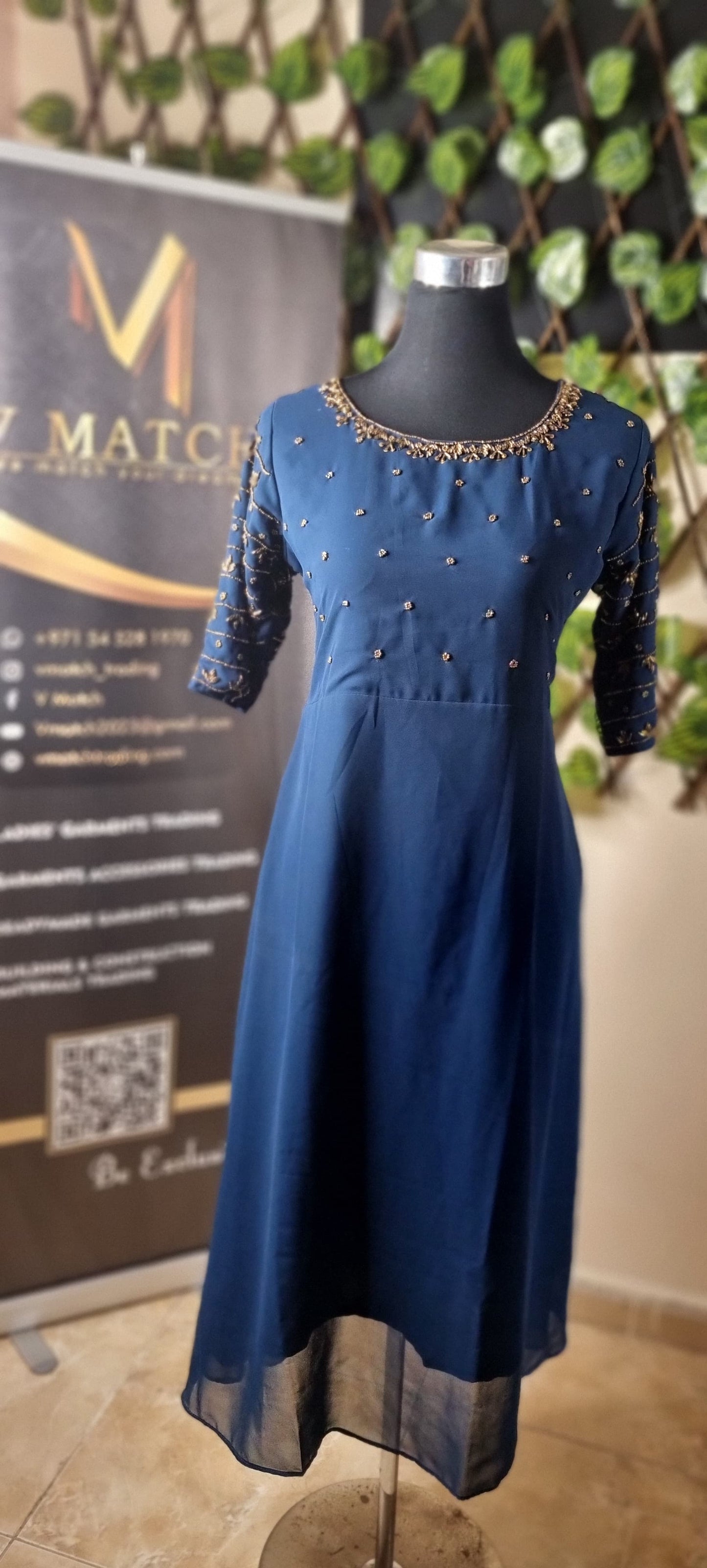 06NOV24.Beautiful Partywear Georgette A line top with heavy beads work on sleeve and yoke!!!