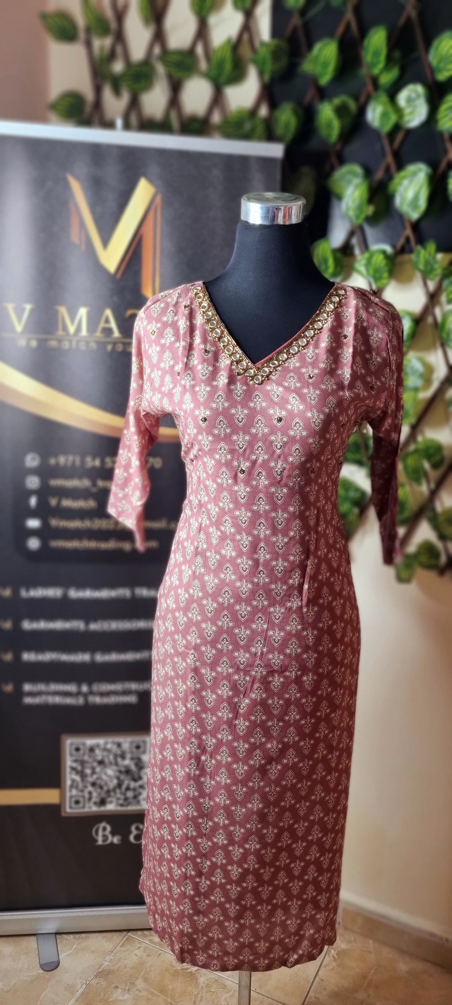 05NOV24.Premium Cotton Slitted top with heavy work on Neckline and beadwork on Yoke!!!