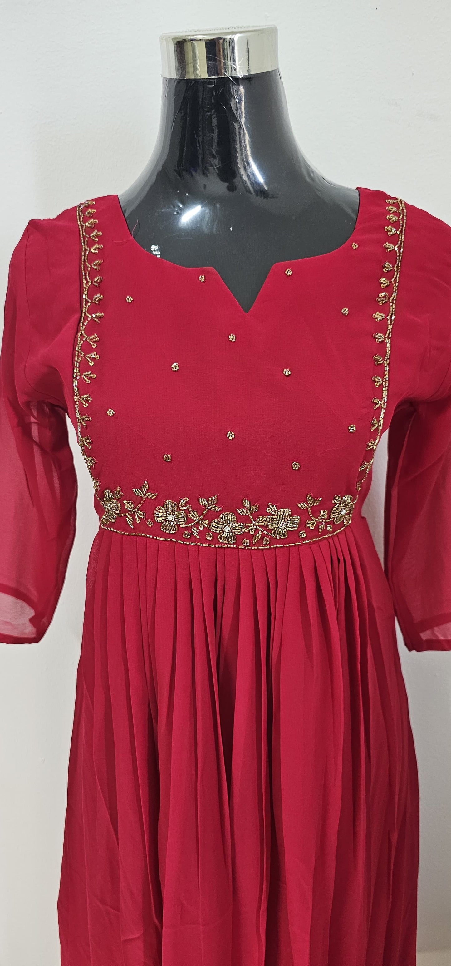 11NOV24.Beautiful Georgette A line top with heavy beads work on yoke!!!