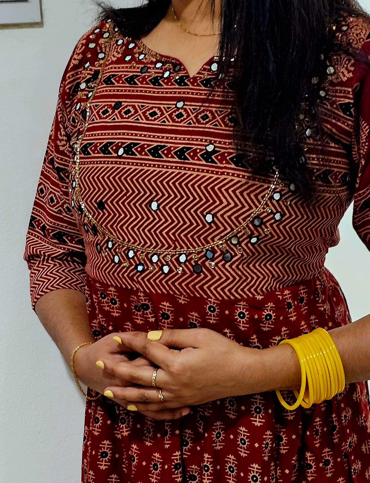 25NOV24. Cotton Frock with Heavy work on Yoke.