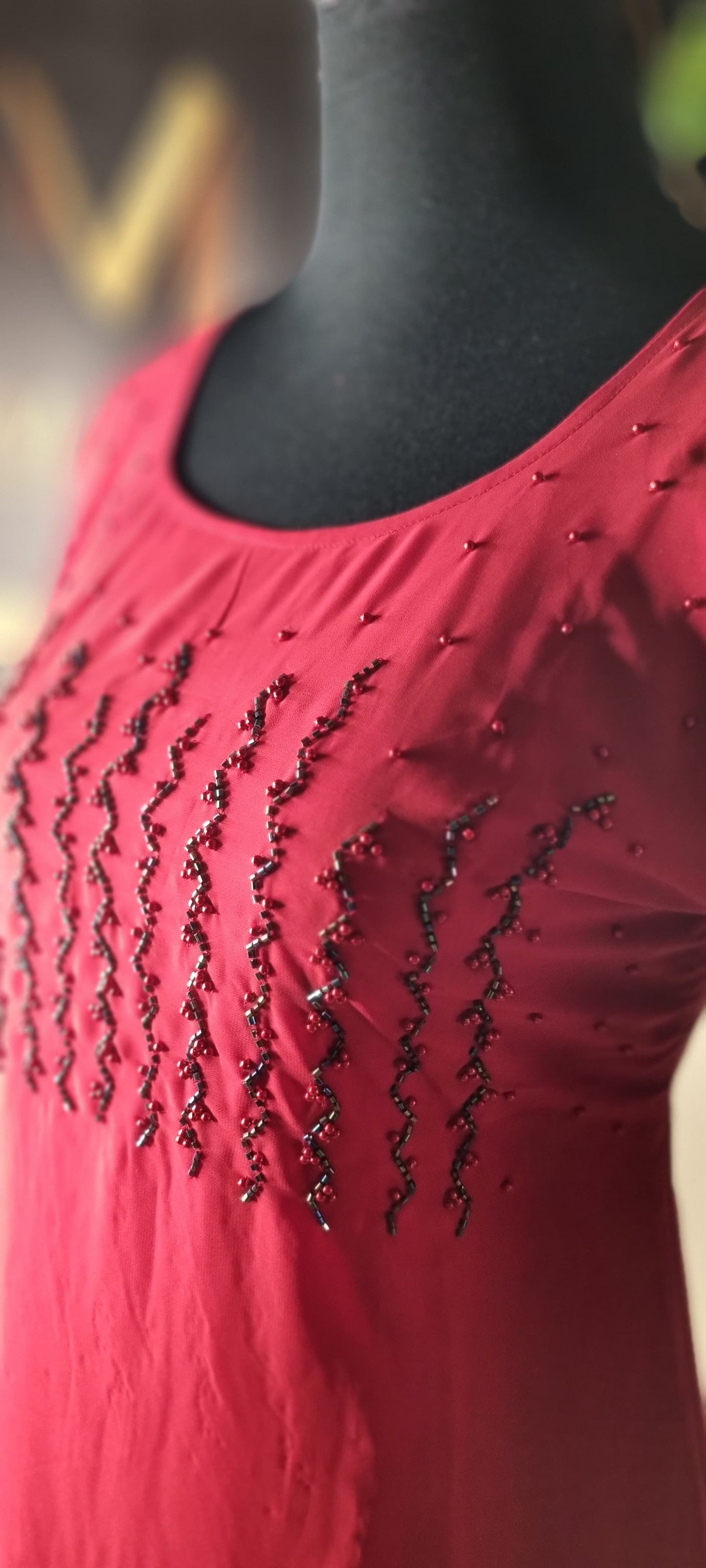 18NOV24.Beautiful Georgette A line top with beads work on yoke!!!