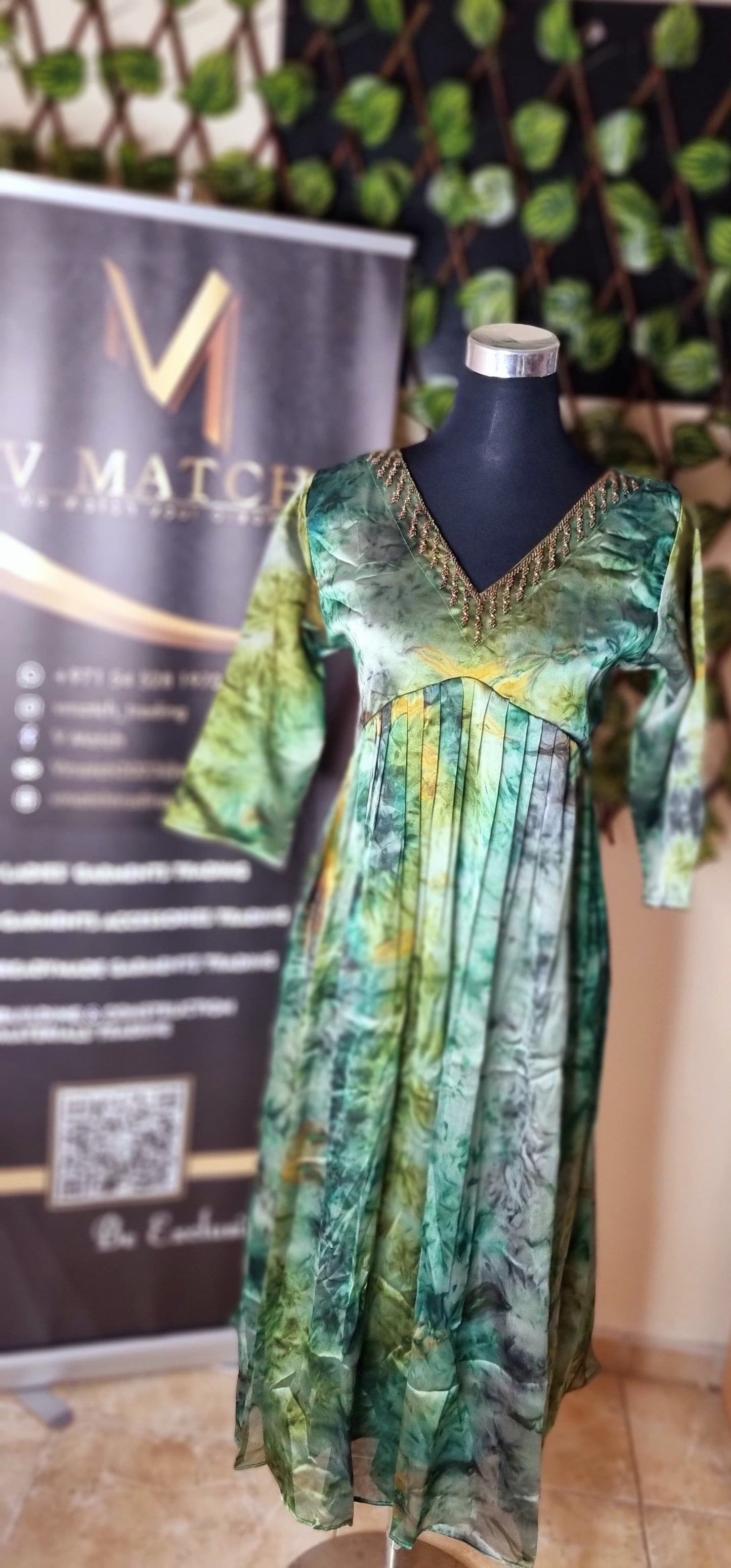 03FEB25.Beautiful Vichitra Silk Aline Top with Beads Work on the Neckline.