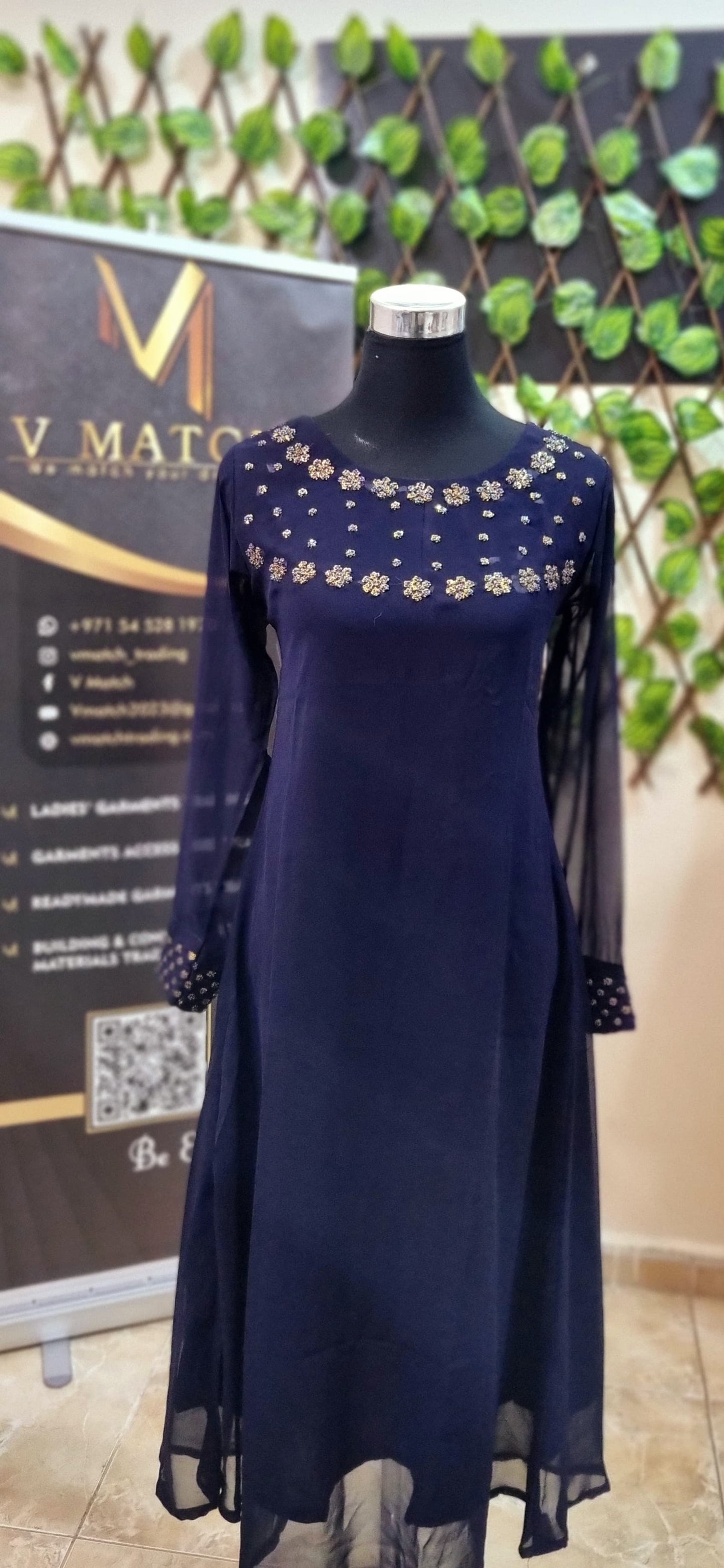 16FEB25.
Beautiful Georgette A line Top with Heavy Beads Work on the Yoke and Sleeves.