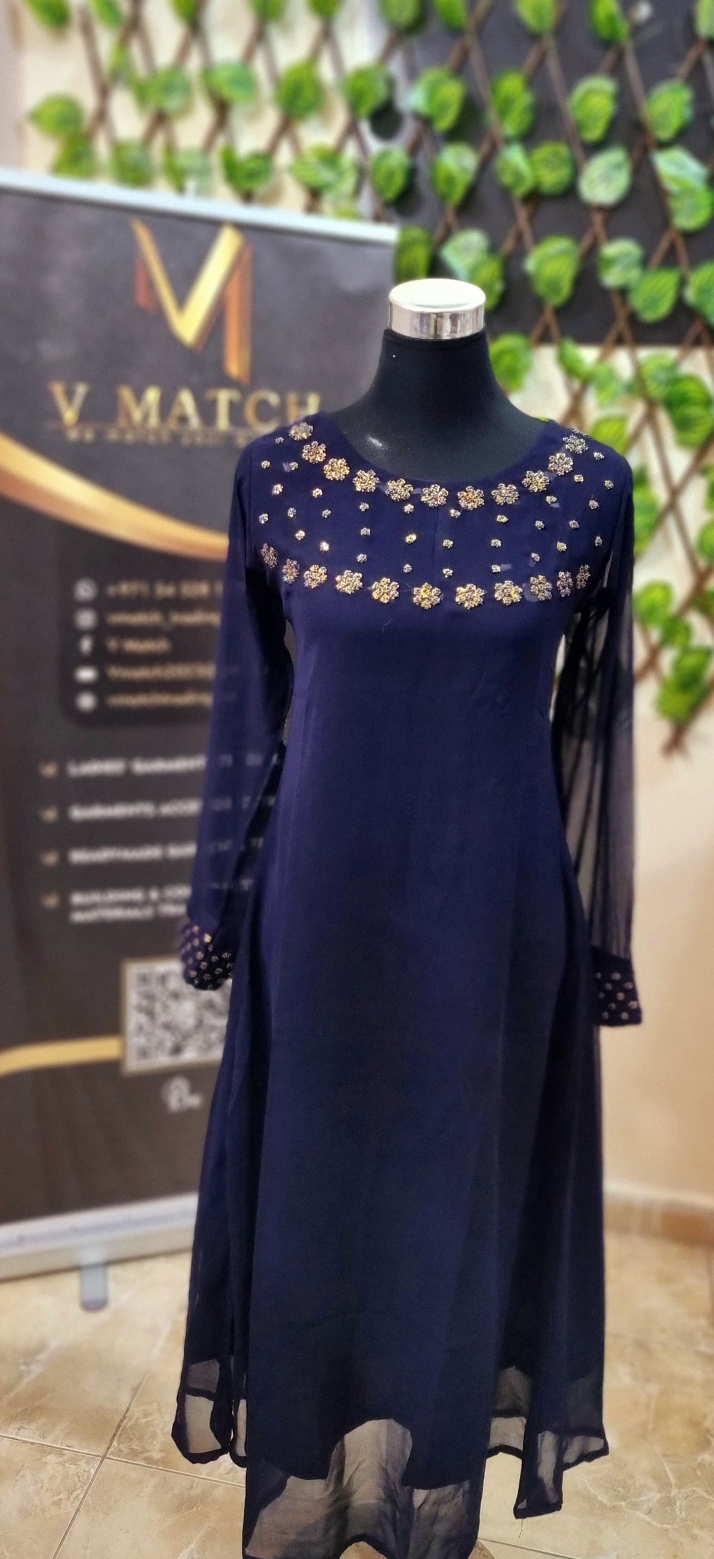 16FEB25.
Beautiful Georgette A line Top with Heavy Beads Work on the Yoke and Sleeves.