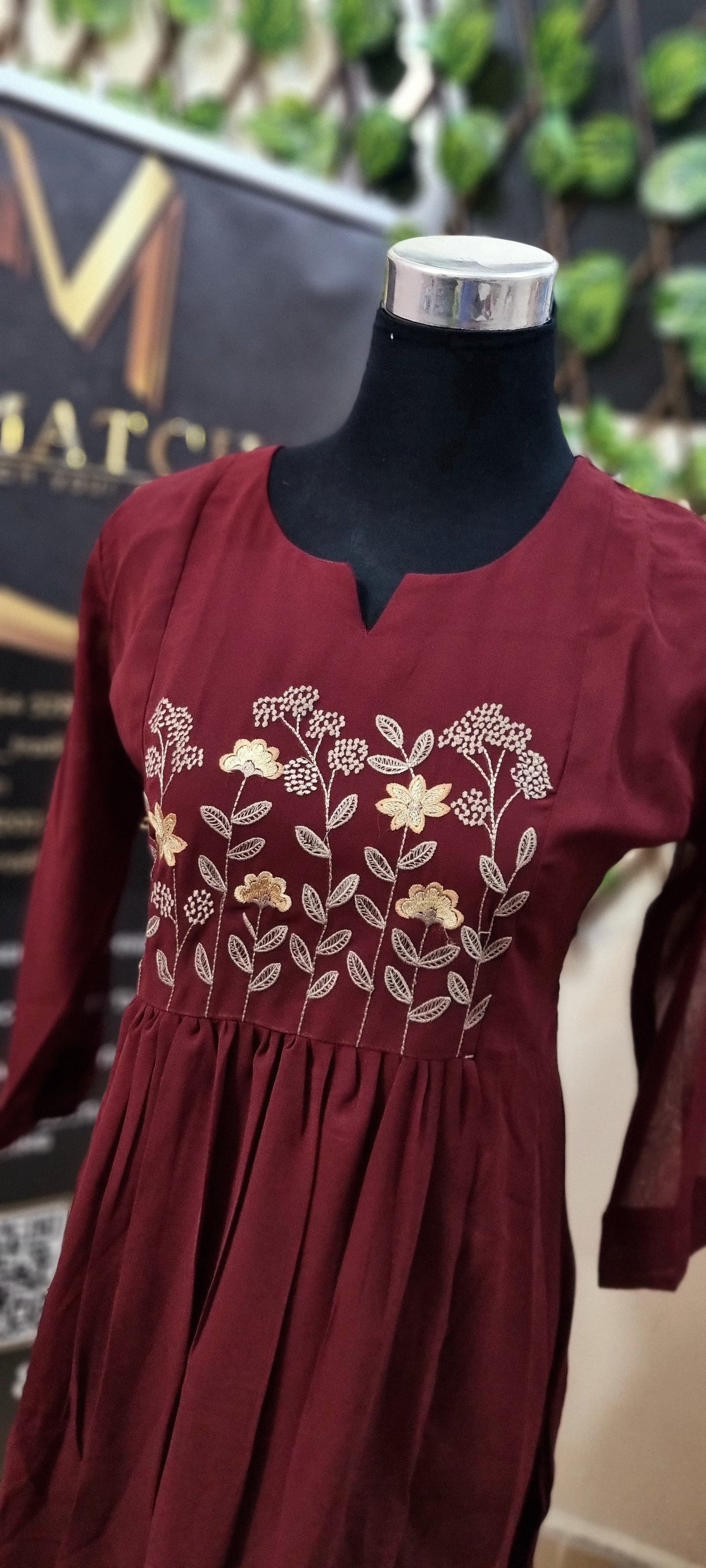 19FEB25. Beautiful Georgette Aline Top with Embroidery work on the Yoke.