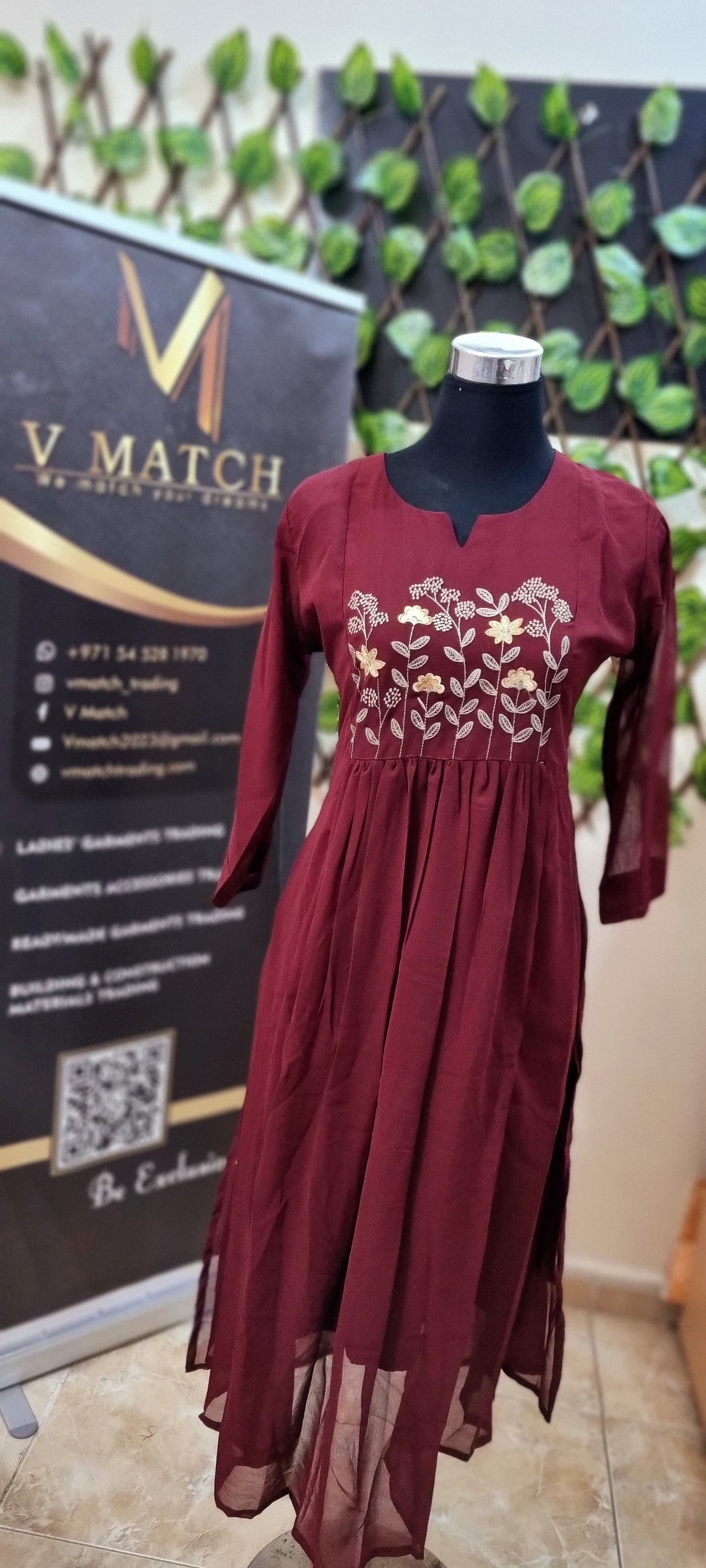 19FEB25. Beautiful Georgette Aline Top with Embroidery work on the Yoke.