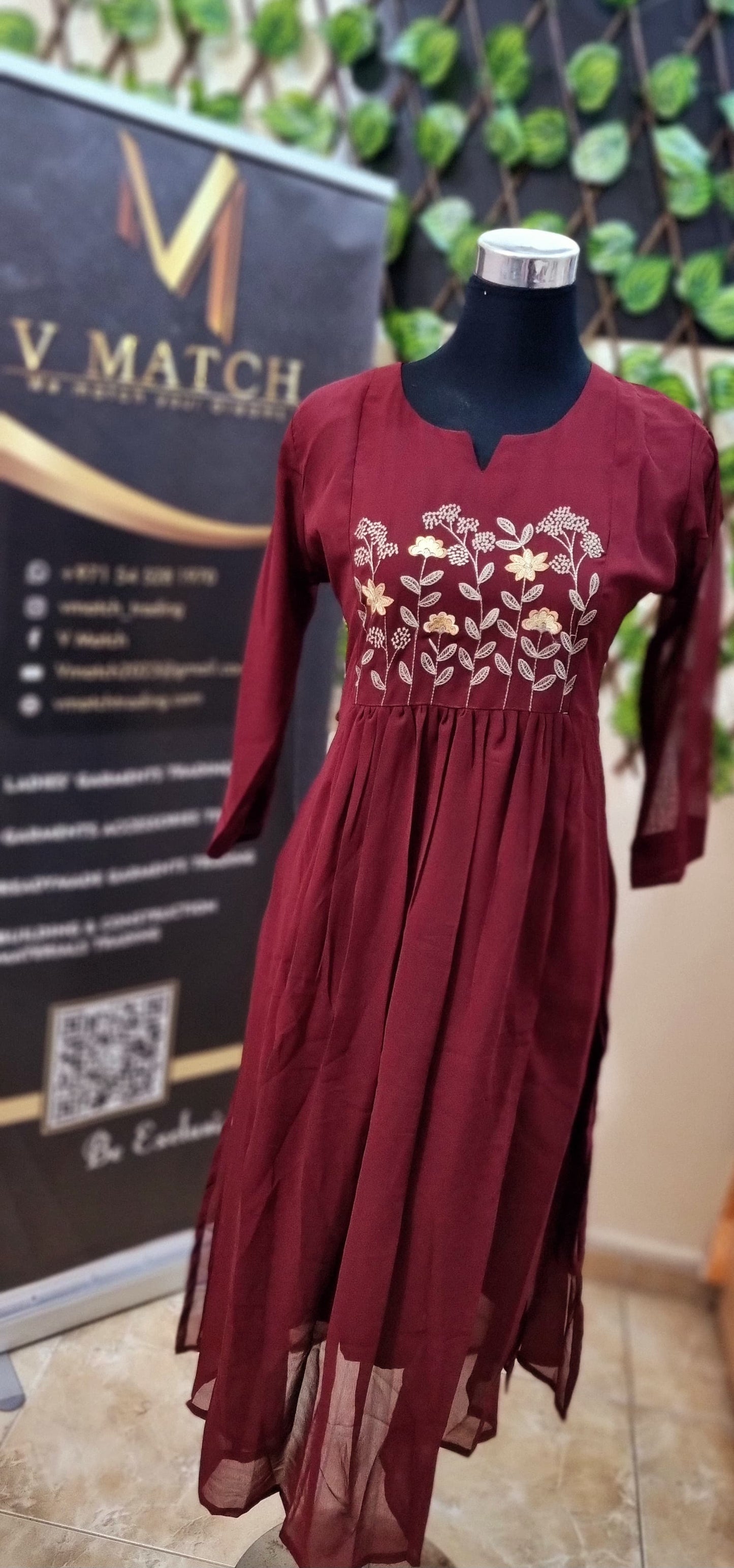 19FEB25. Beautiful Georgette Aline Top with Embroidery work on the Yoke.