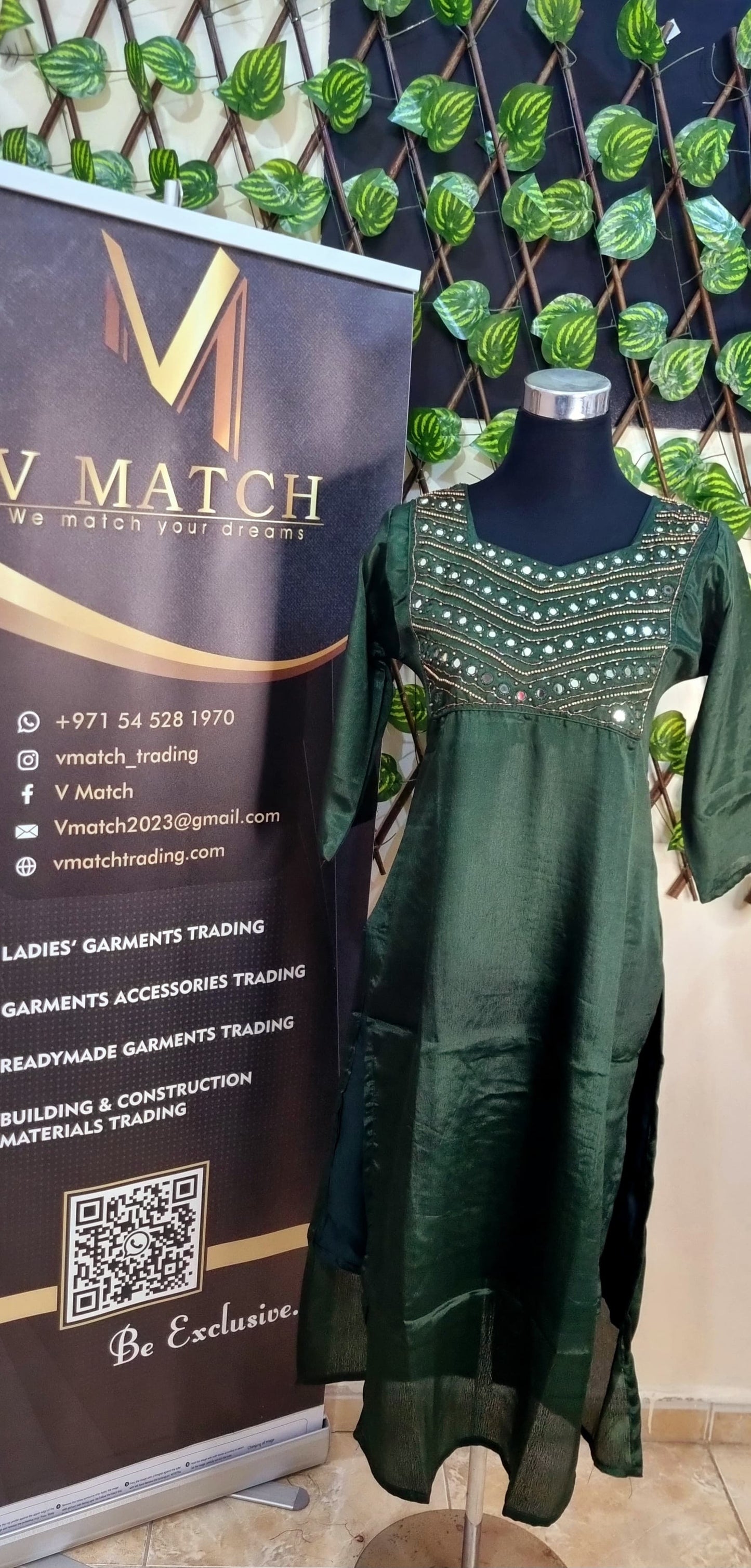 03APR25. Premium Semi Silk Slitted Top with Heavy Beads work and Mirror work on the Yoke.