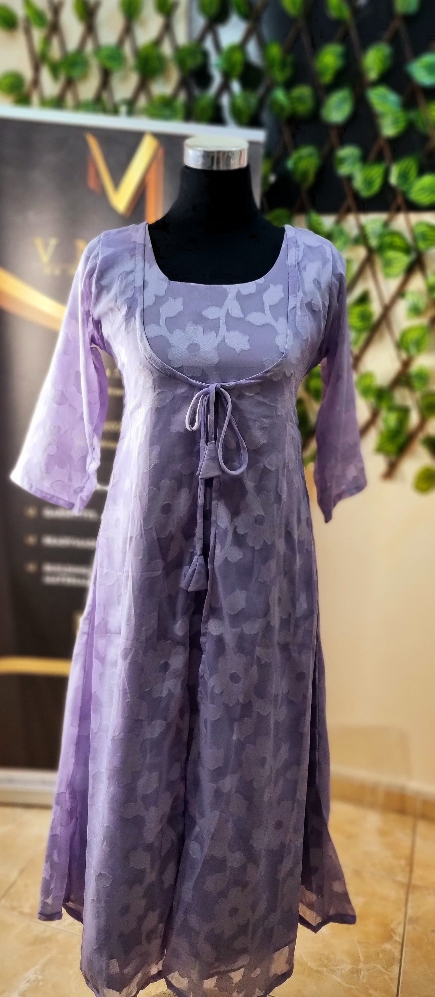 12APR25.Georgette Jacquard Inner with Matching Sheer Jacket