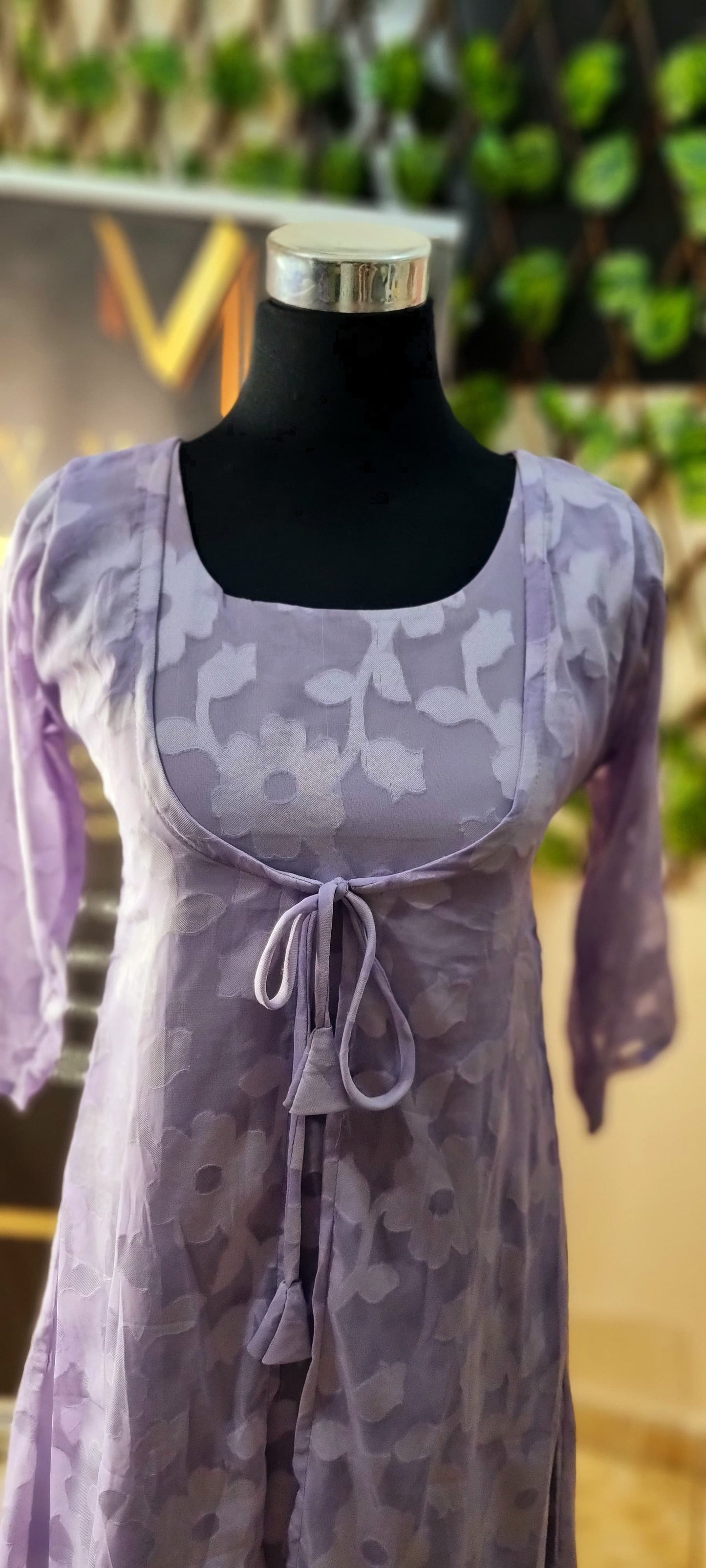 12APR25.Georgette Jacquard Inner with Matching Sheer Jacket