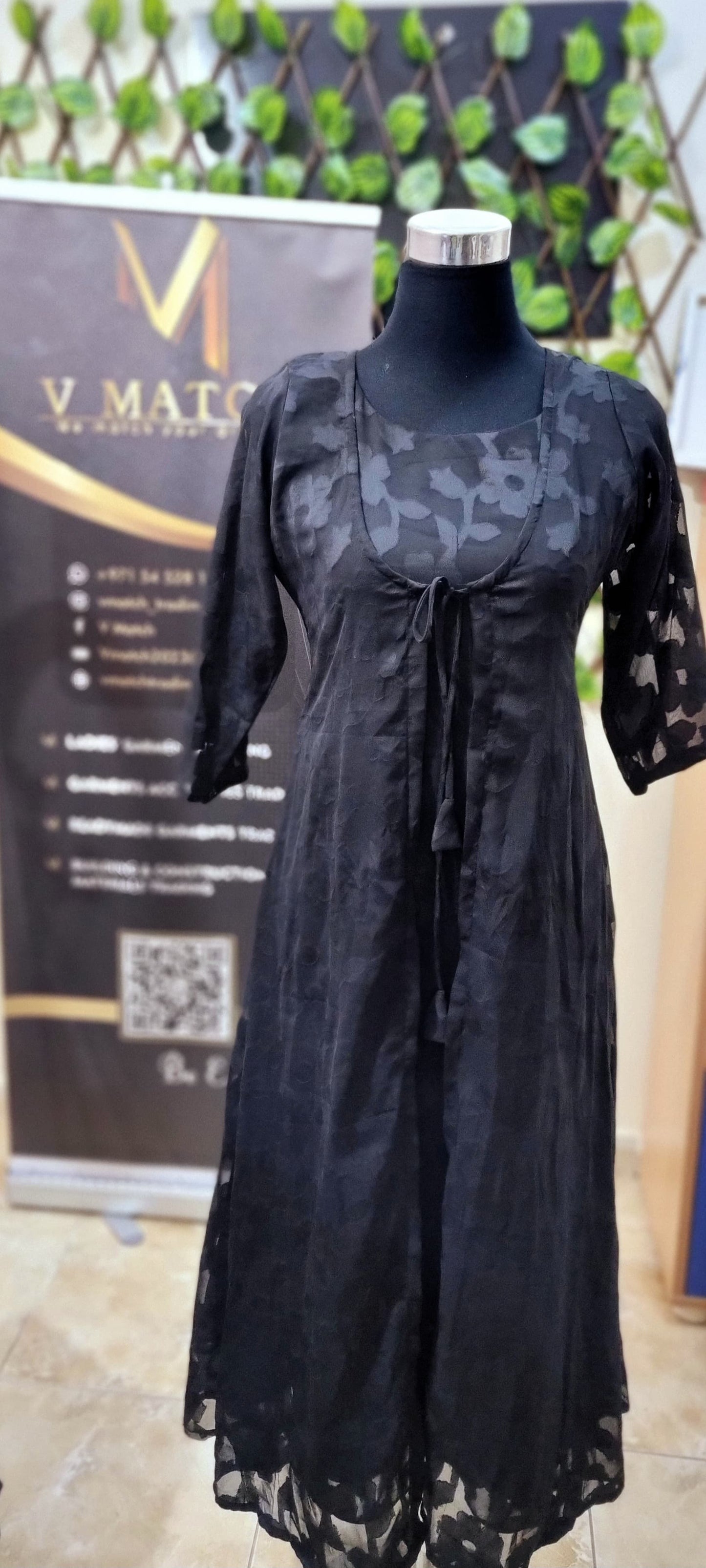 12APR25.Georgette Jacquard Inner with Matching Sheer Jacket