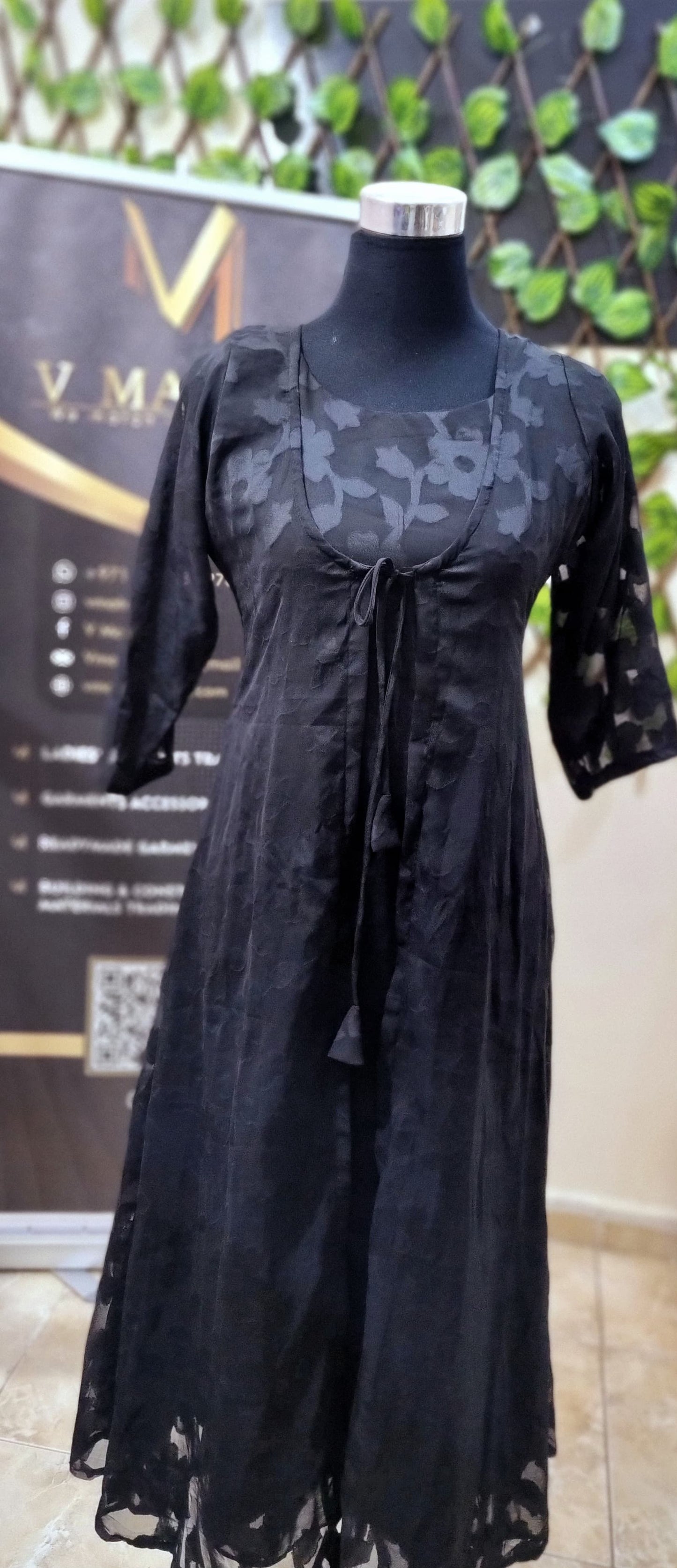 12APR25.Georgette Jacquard Inner with Matching Sheer Jacket