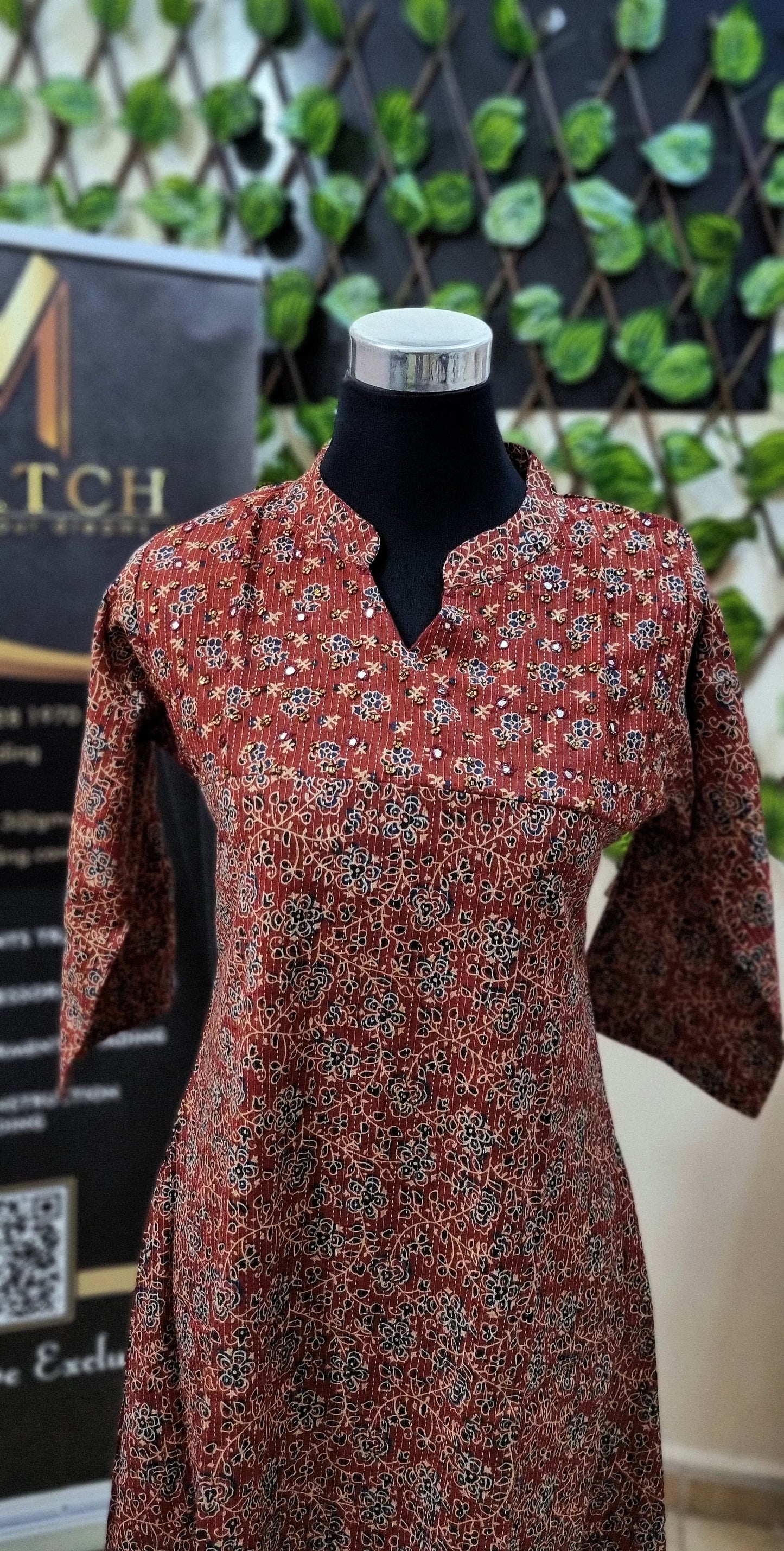 15APR25. Pure Cotton Kantha Stitched A line Top.