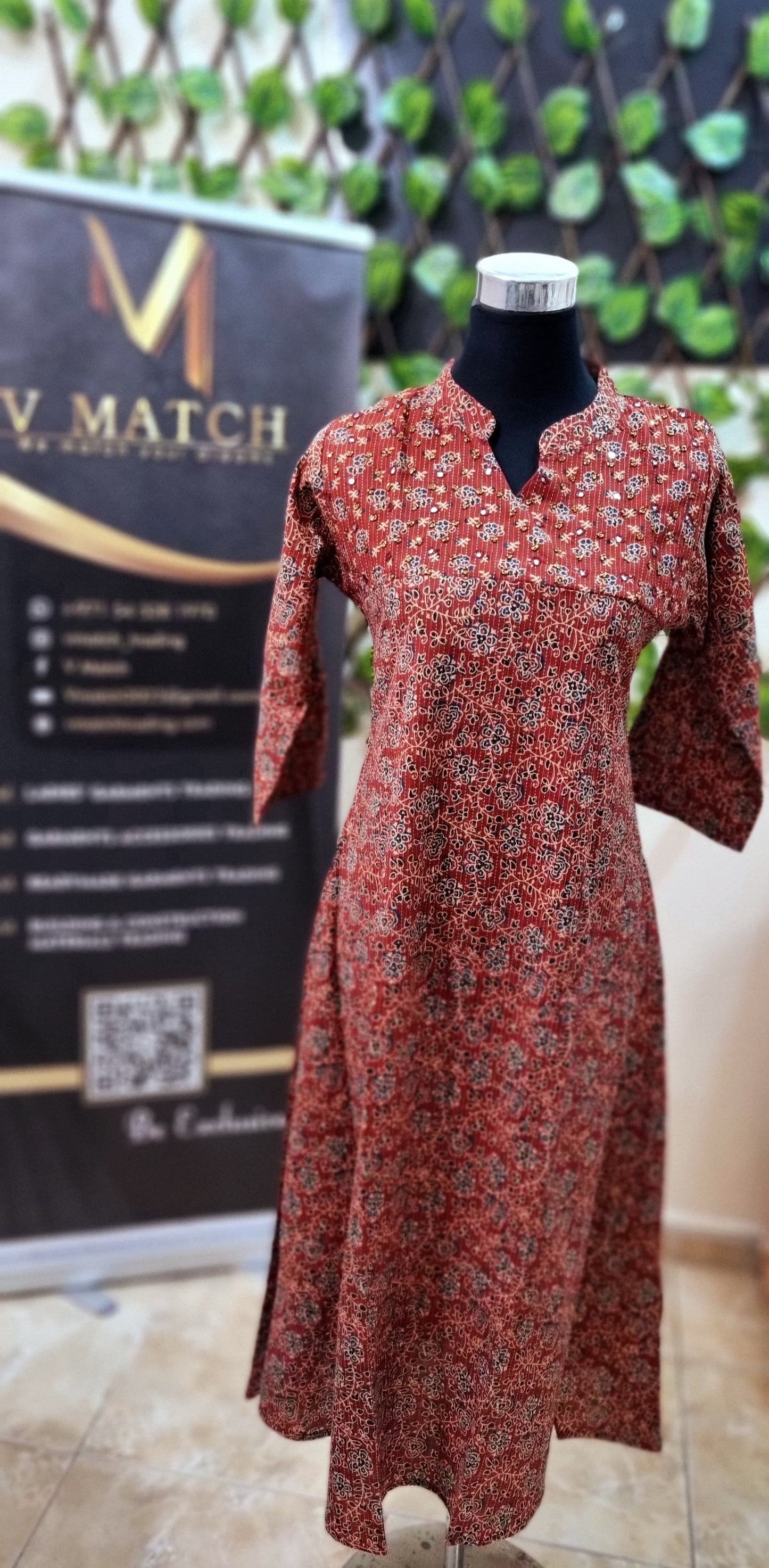 15APR25. Pure Cotton Kantha Stitched A line Top.