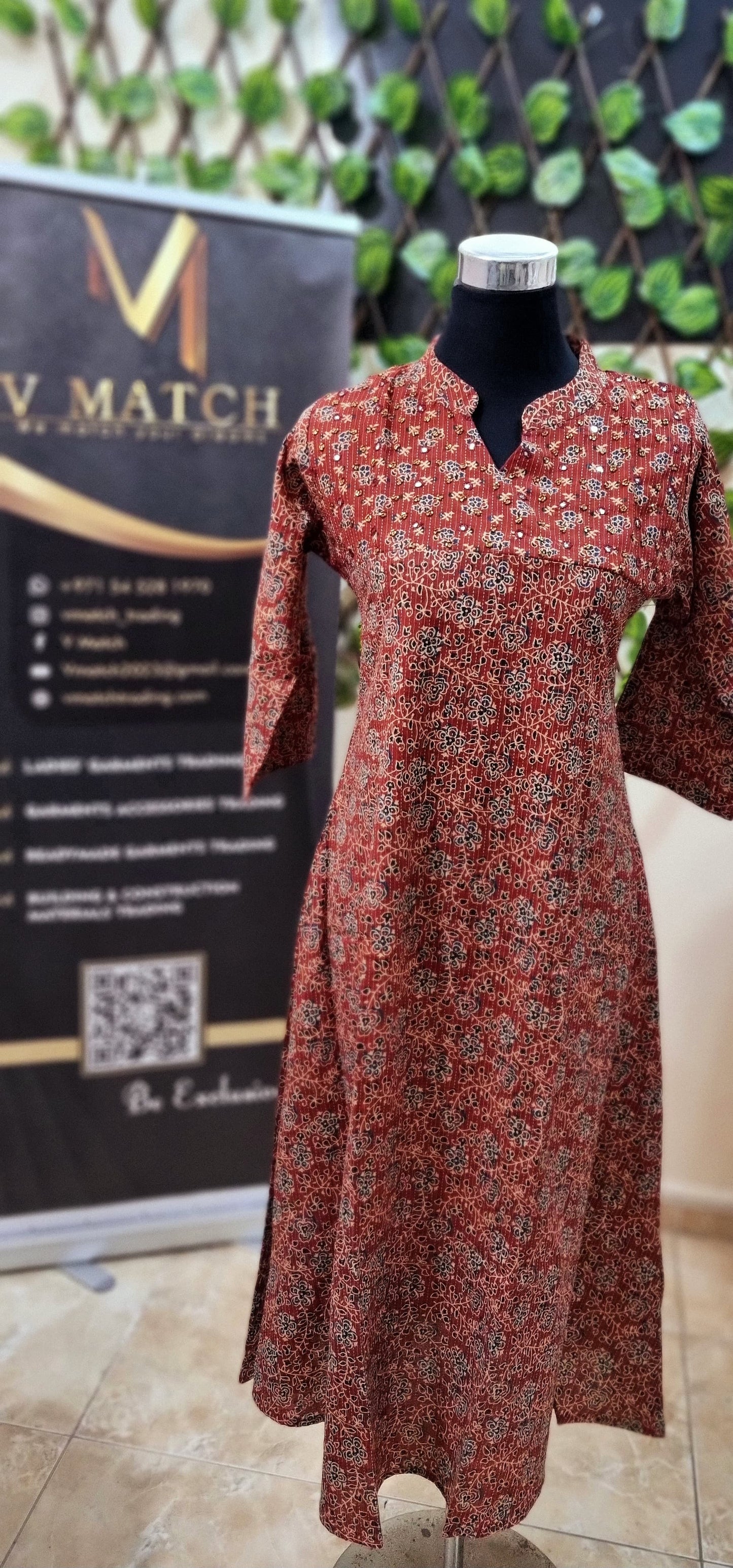 15APR25. Pure Cotton Kantha Stitched A line Top.