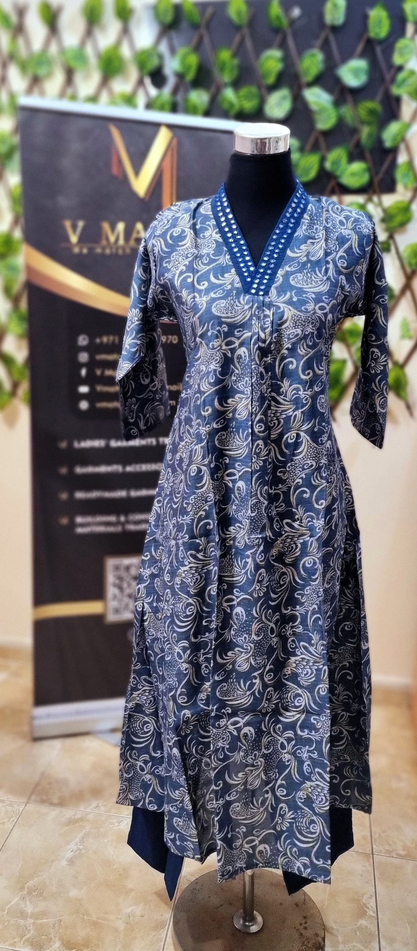 20APR25. Vartician Silk Aline 2 piece set(Top with Pant Set)