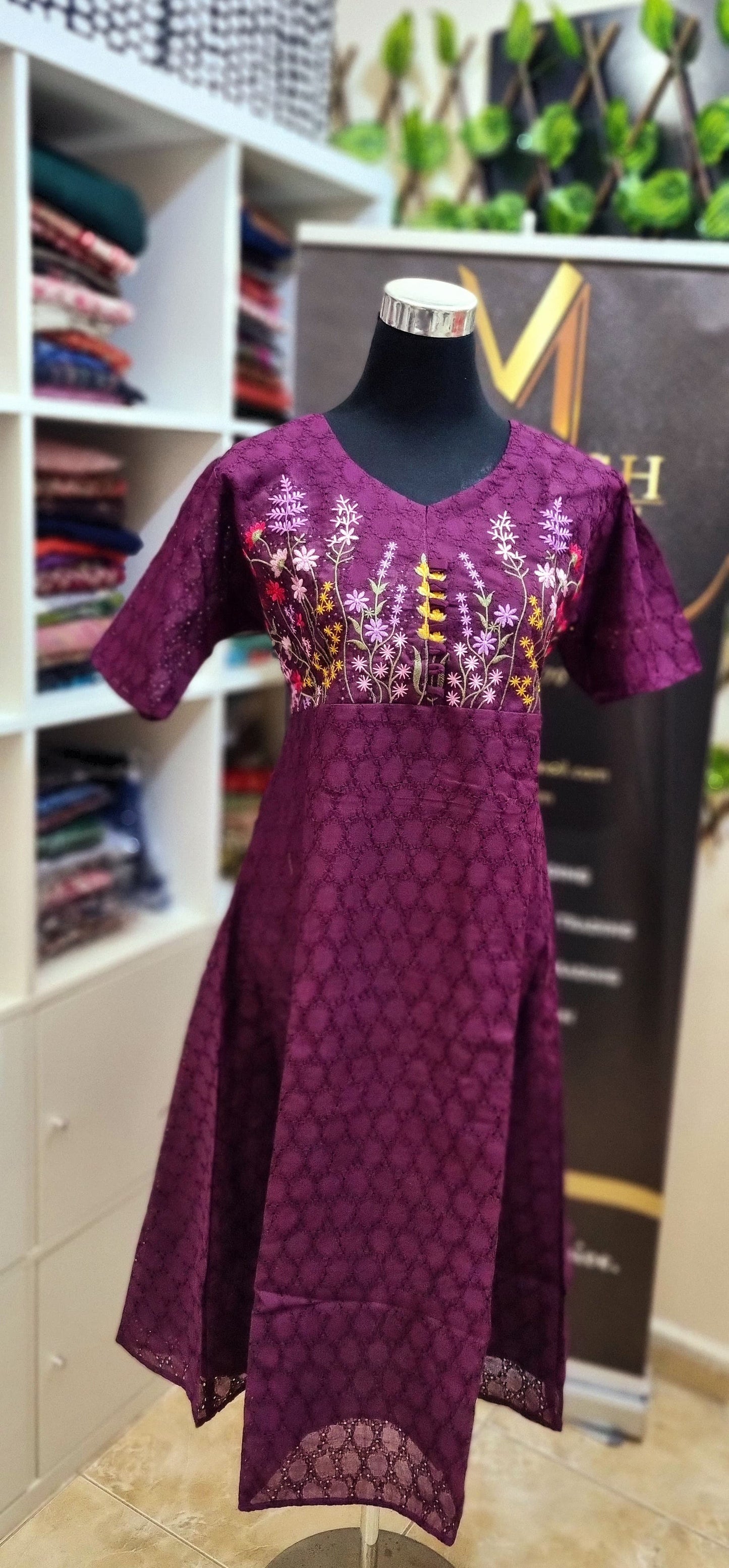 25APR25. Cotton Hakkoba Aline Top with Embroidery work on the Yoke.