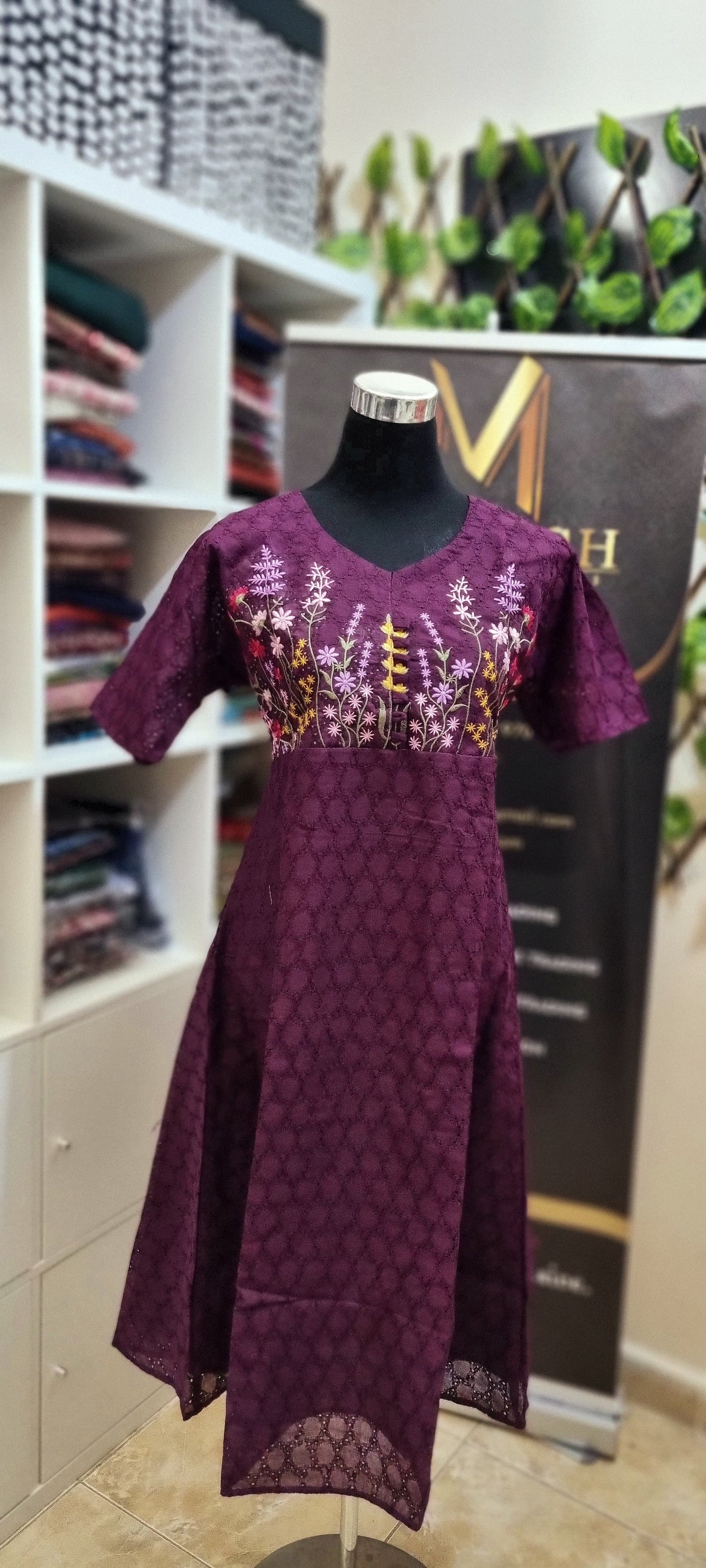 25APR25. Cotton Hakkoba Aline Top with Embroidery work on the Yoke.