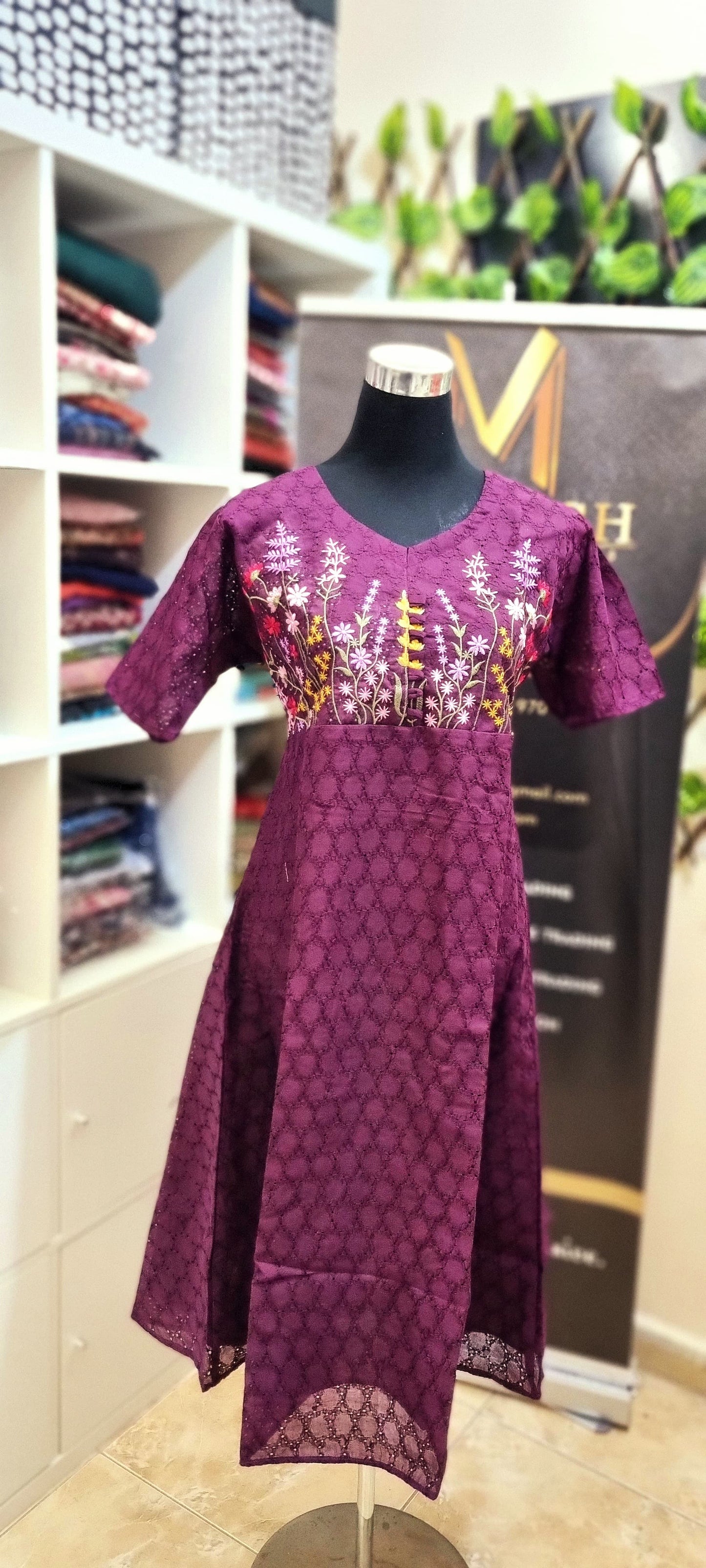 25APR25. Cotton Hakkoba Aline Top with Embroidery work on the Yoke.