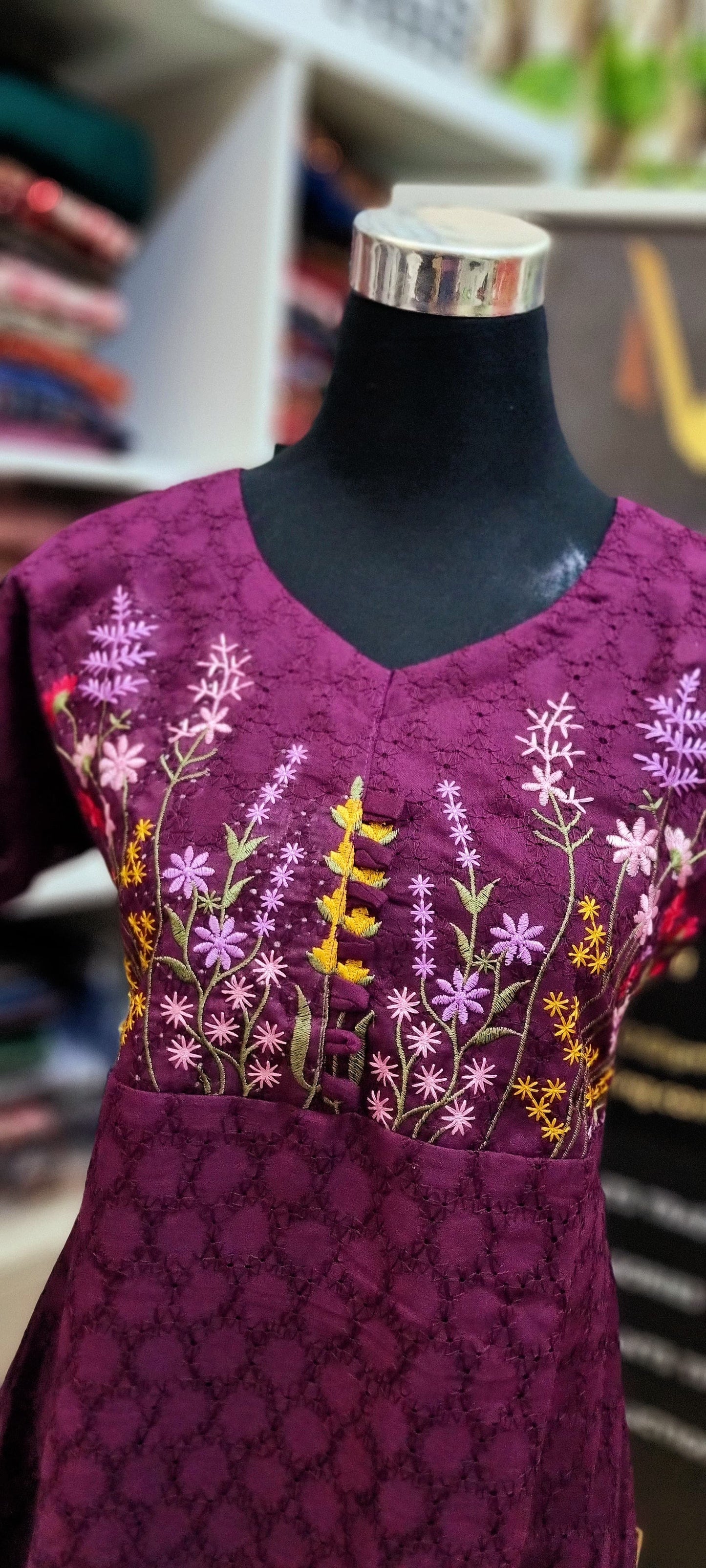 25APR25. Cotton Hakkoba Aline Top with Embroidery work on the Yoke.