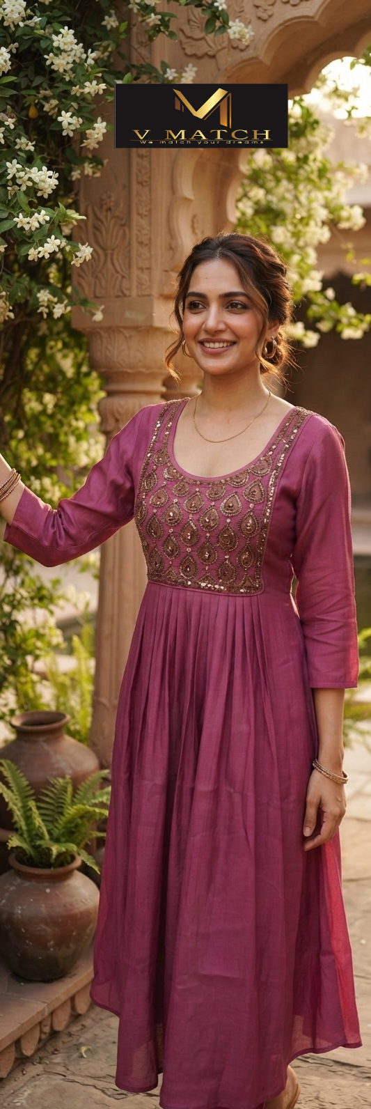 71826.MulChanderi Pleated A-Line Top.