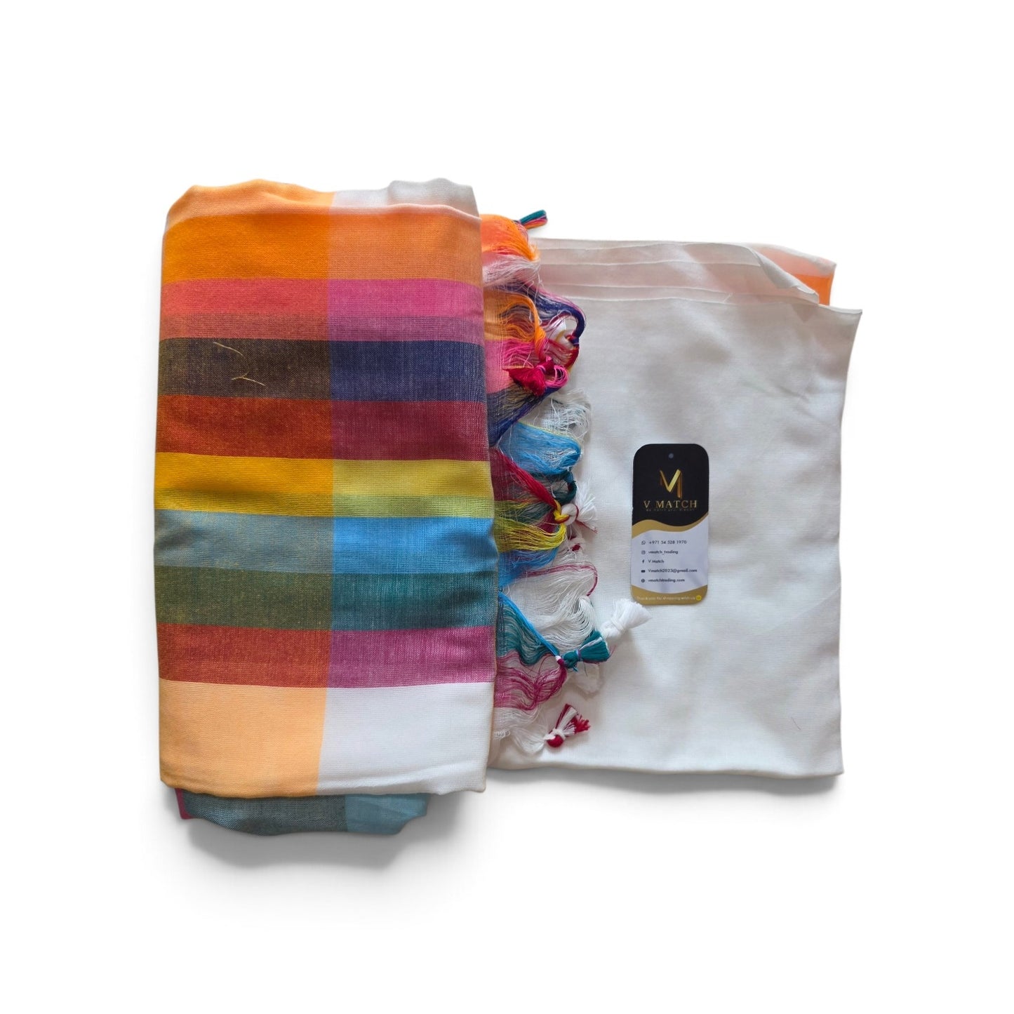 71726 Mulcotton Rainbow Check Saree.