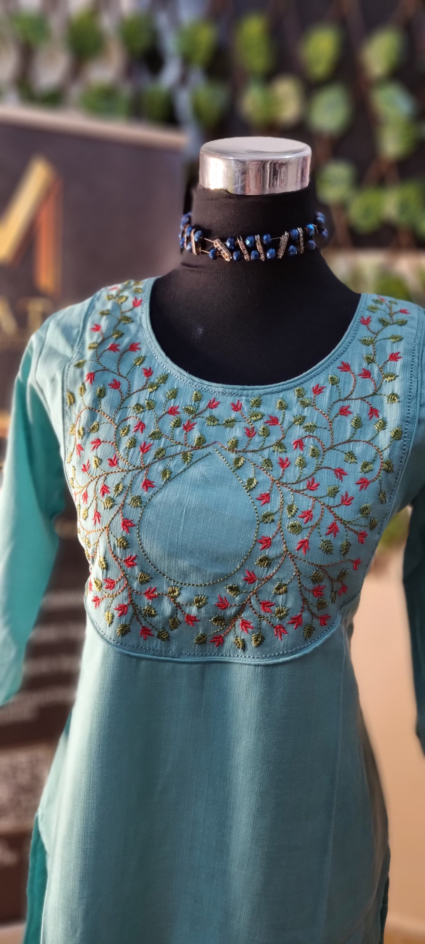 21NOV24.Beautiful Cotton Slitted Top with Embroidery on yoke !!!