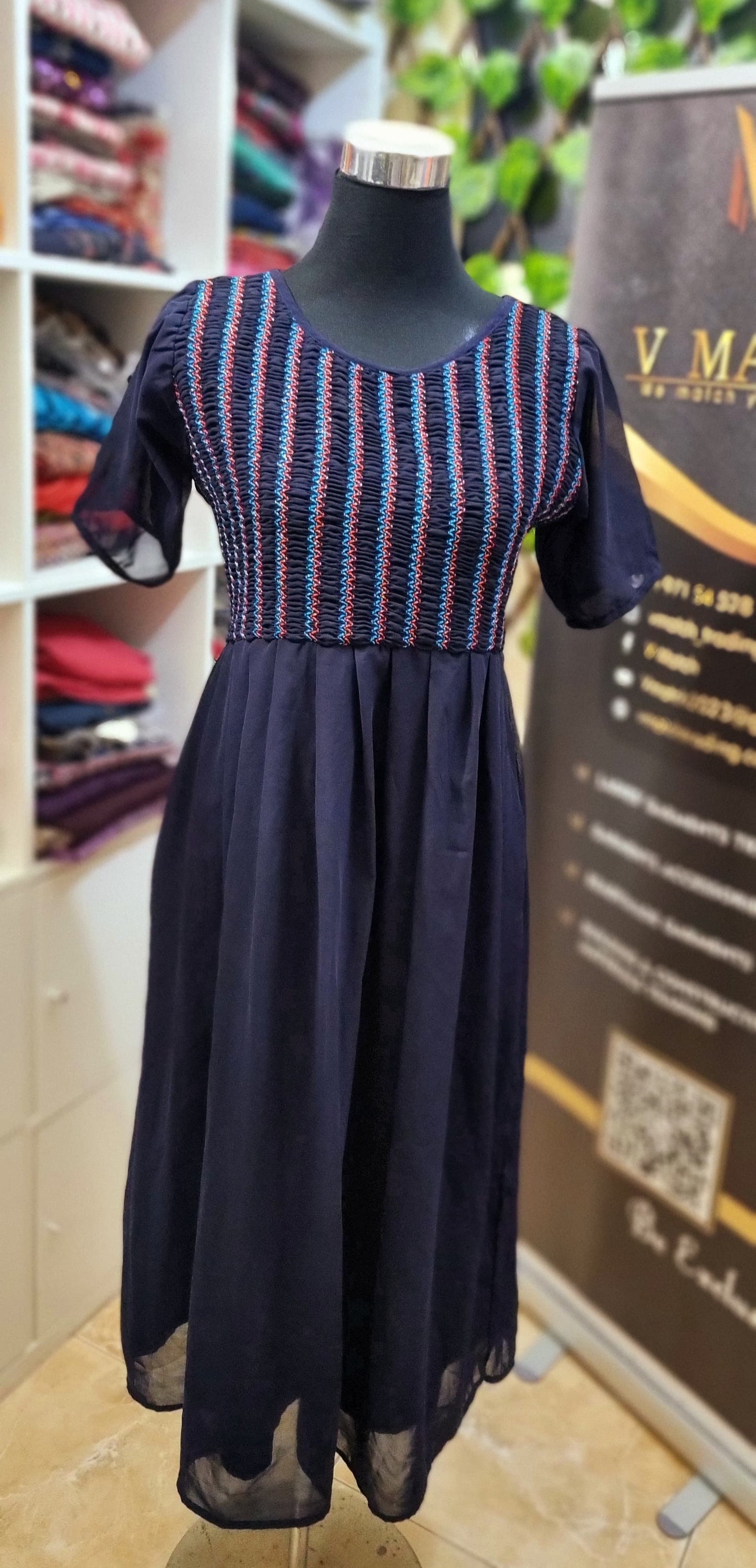 34MY25. Georgette Frock with Smokey Yoke.