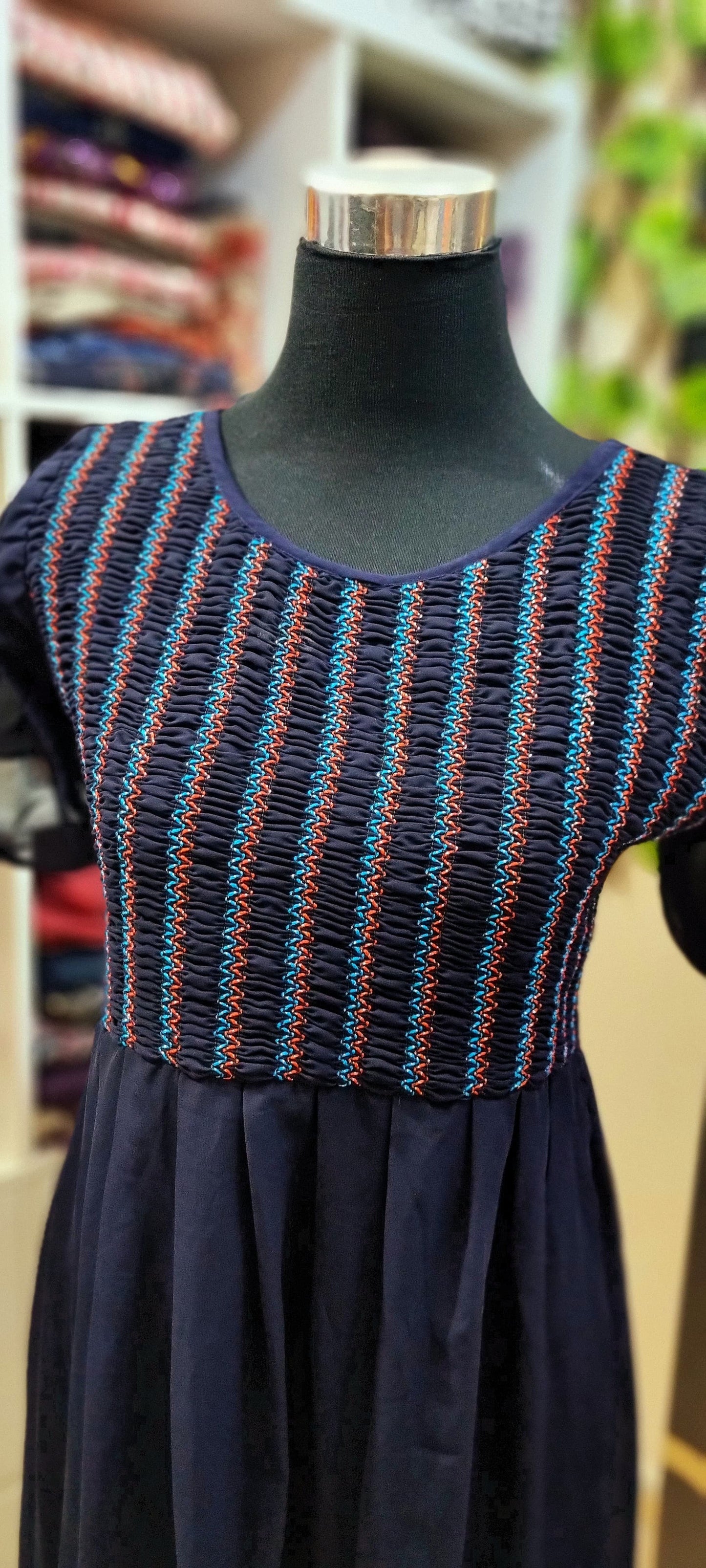 34MY25. Georgette Frock with Smokey Yoke.