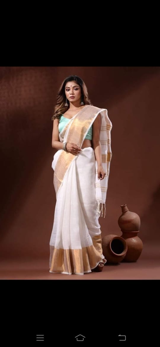 40AUG25. 80 Count Linen Saree.