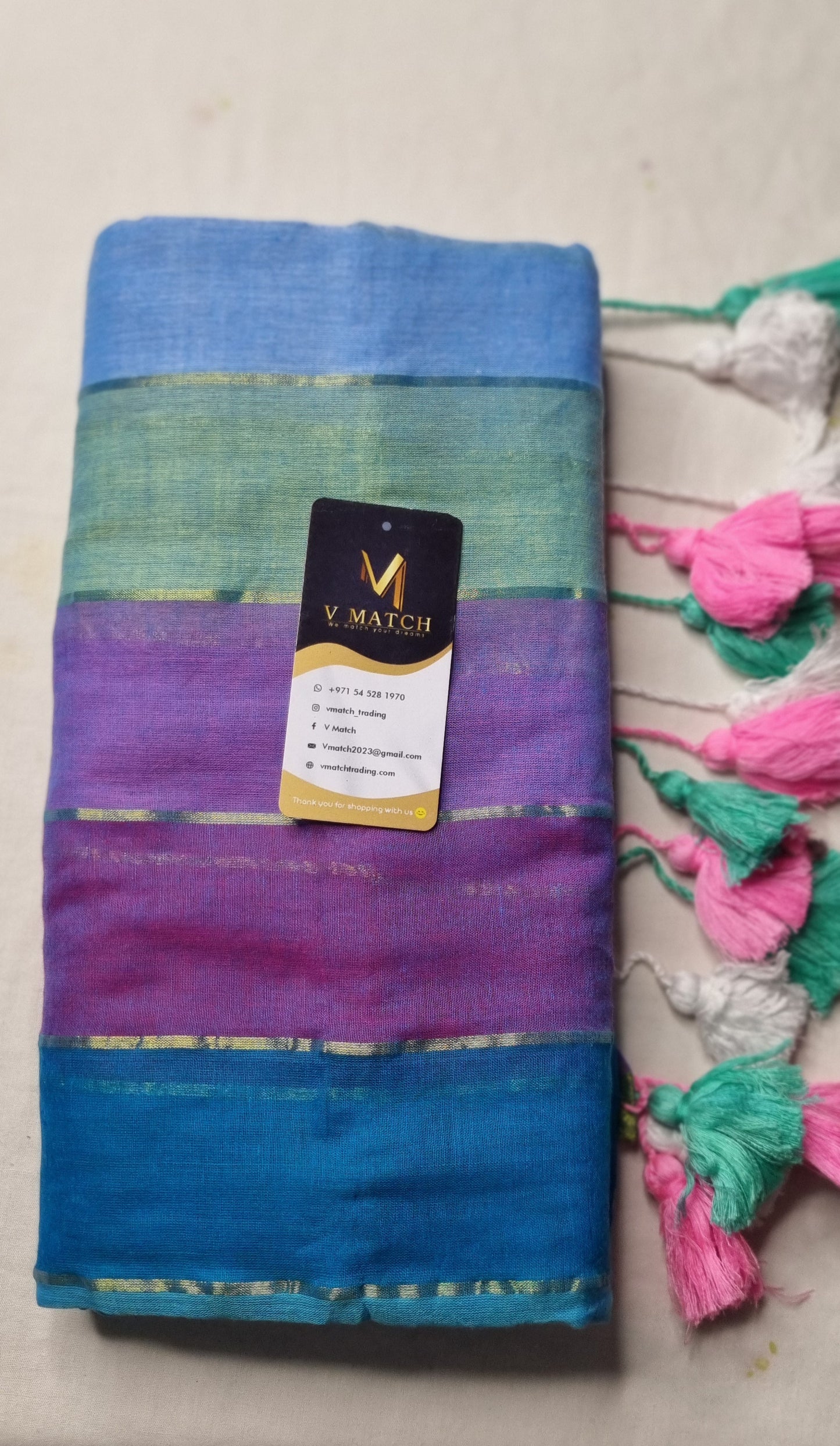 44AUG25.Rainbow Mulcotton Saree