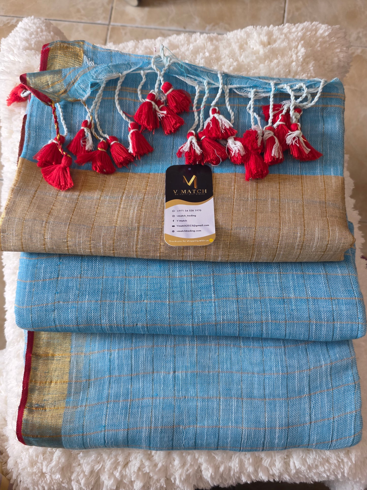 OS100. Linen Check Saree