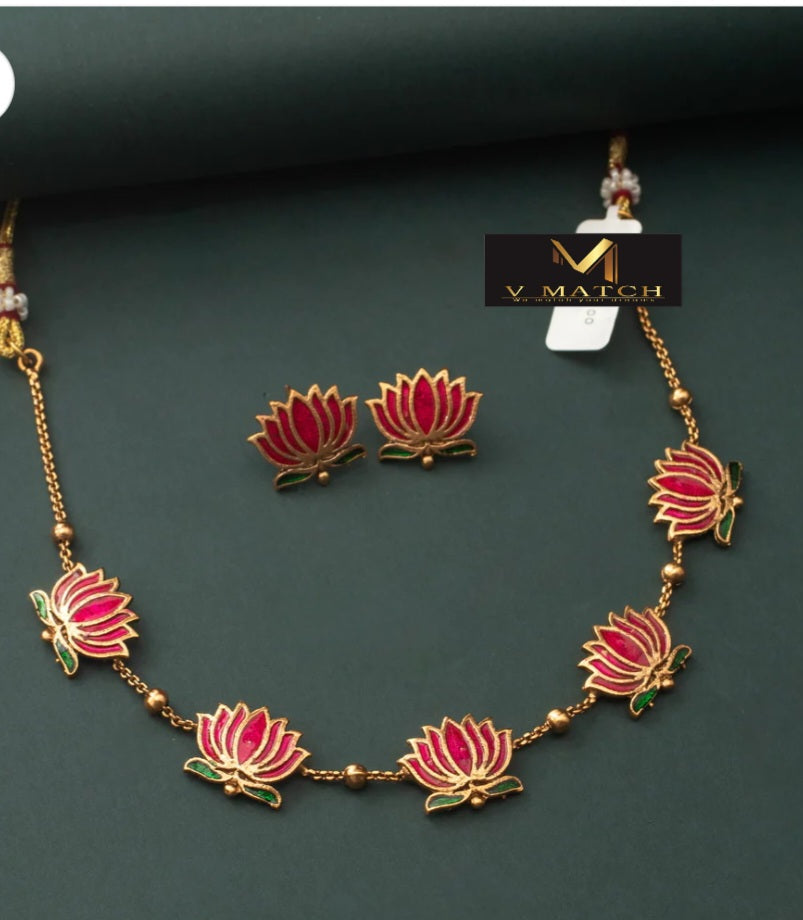 AC 3SET25. Manju warrior Inspired Lotus Necklace Set