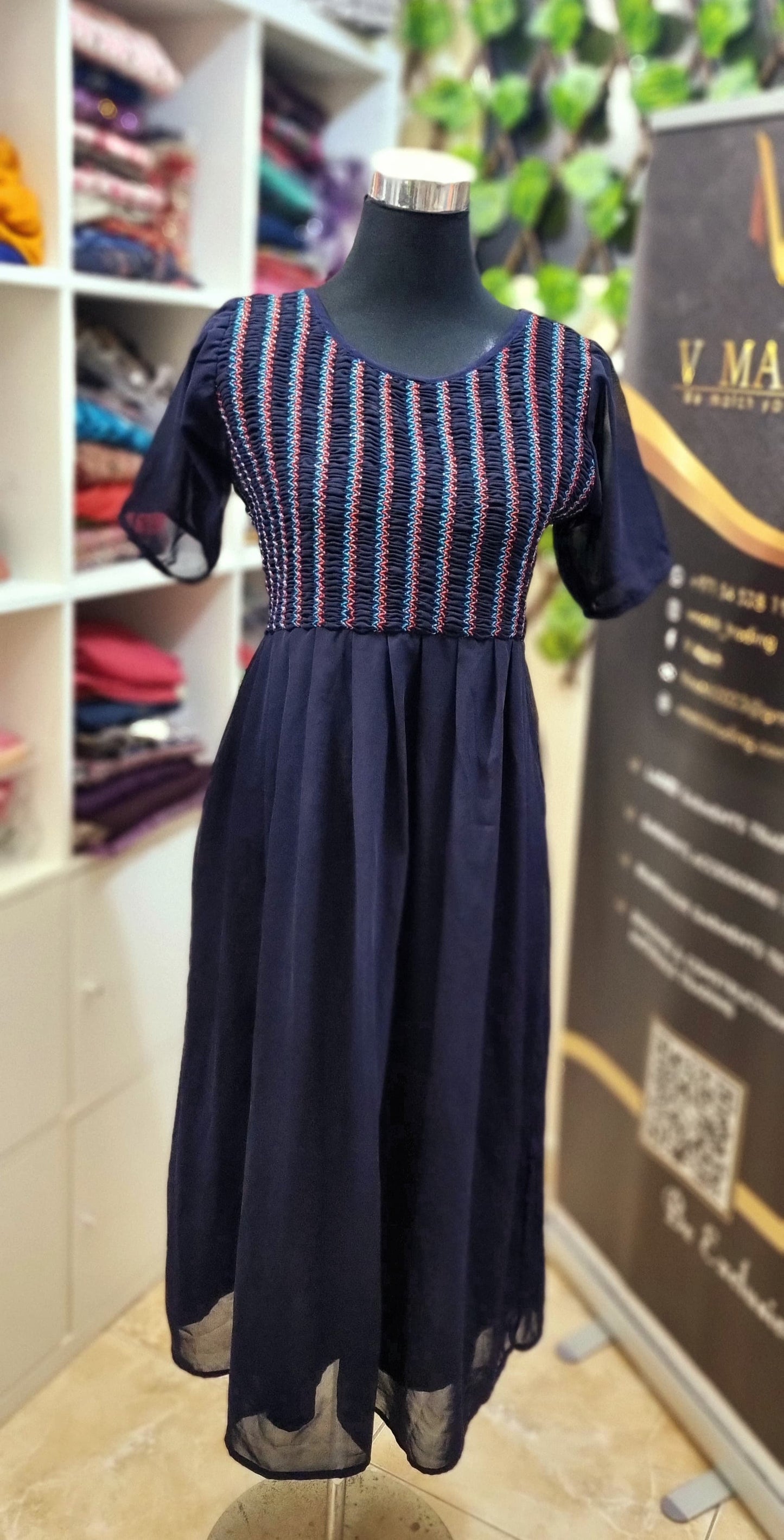 34MY25. Georgette Frock with Smokey Yoke.
