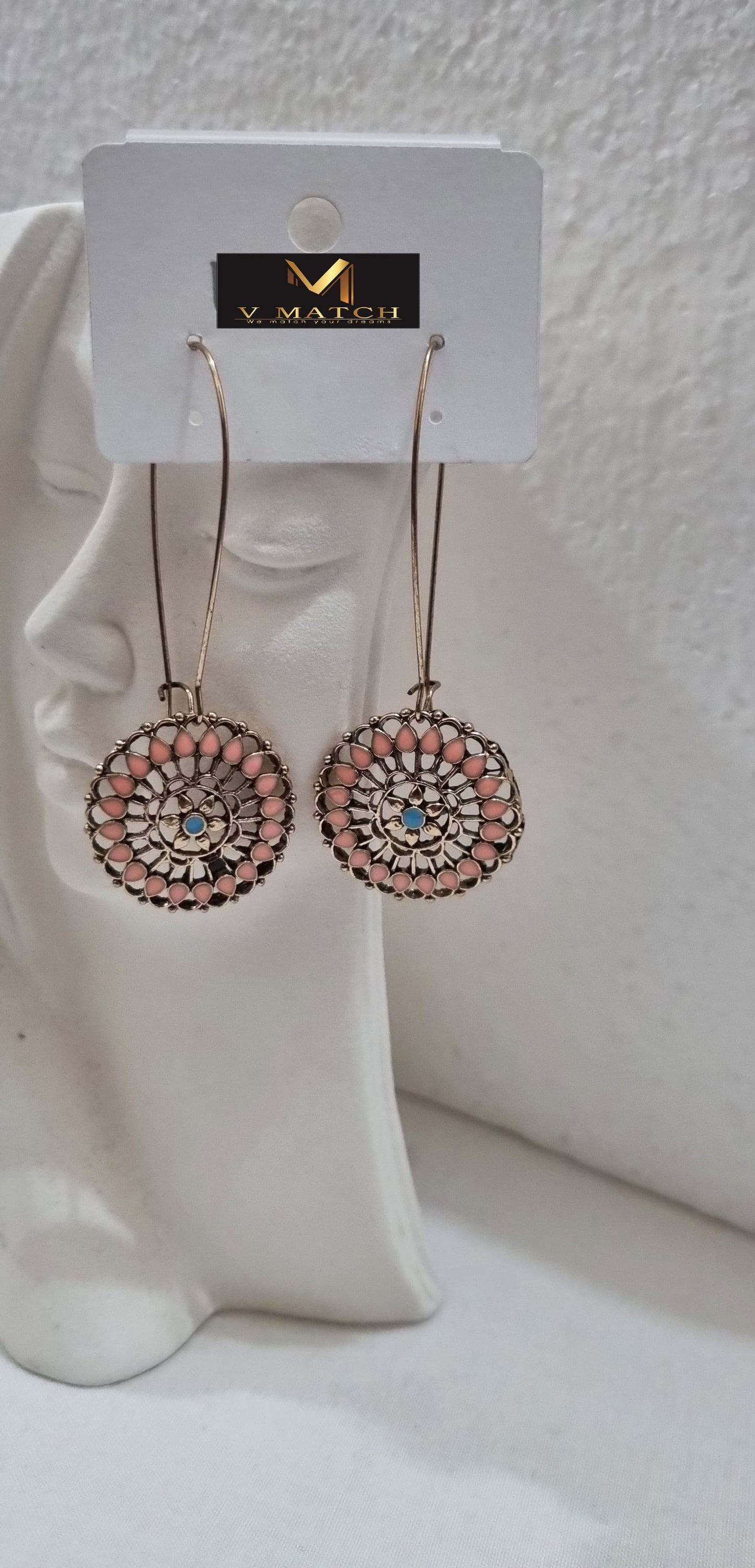 AC 7ER25.Dangle Drop Long Hook Closure Antique Earring