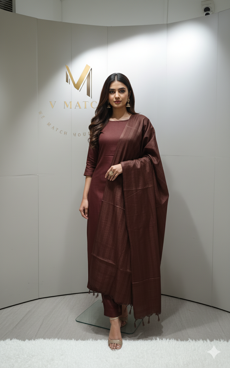 48SEP25. Semi Tussar UnStitched Salwar Material.