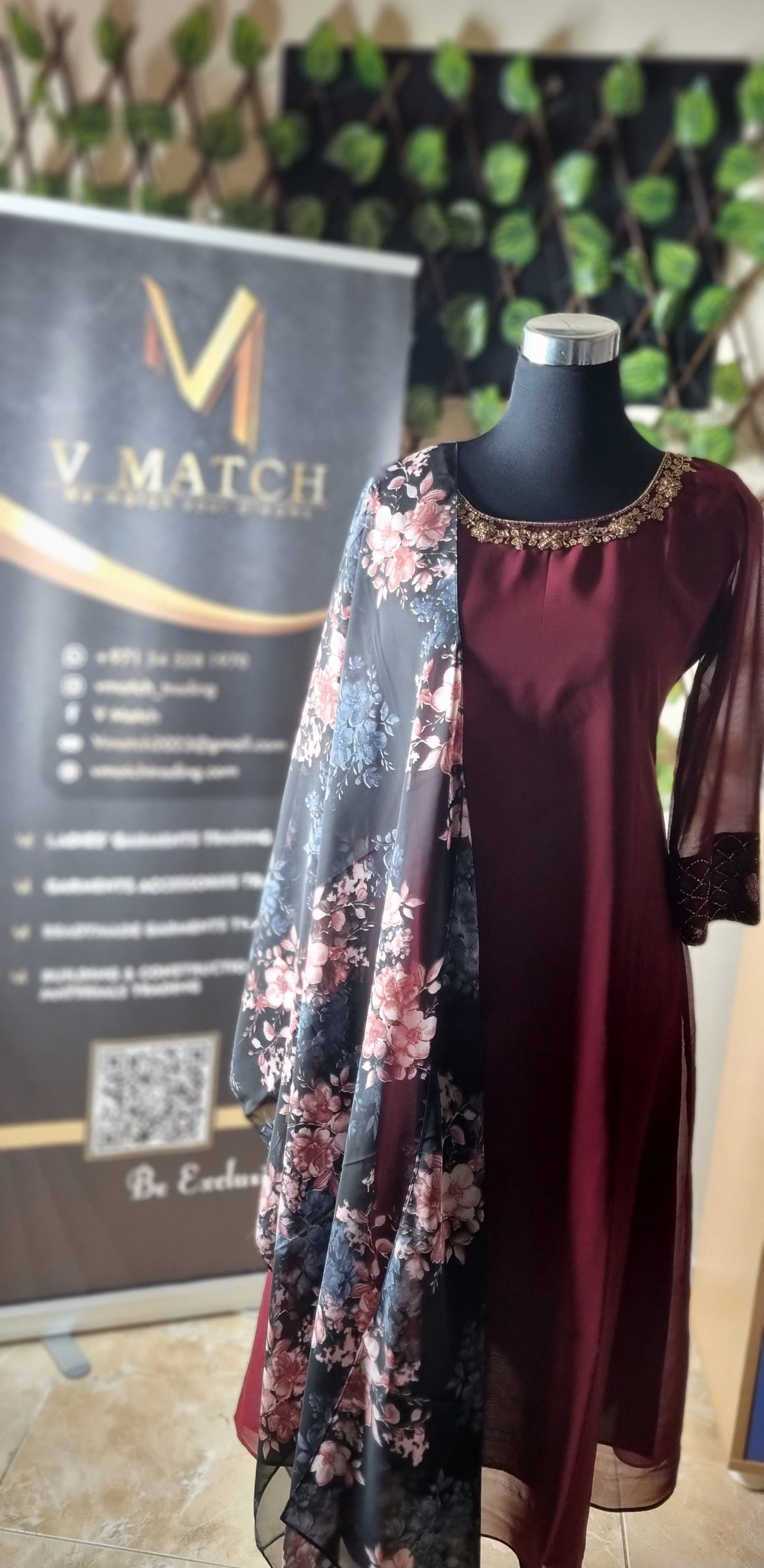 8JAN25.Beautiful Georgette A Line Top with Heavy Beads work on the Neckline and Bottom of the sleeves!!!