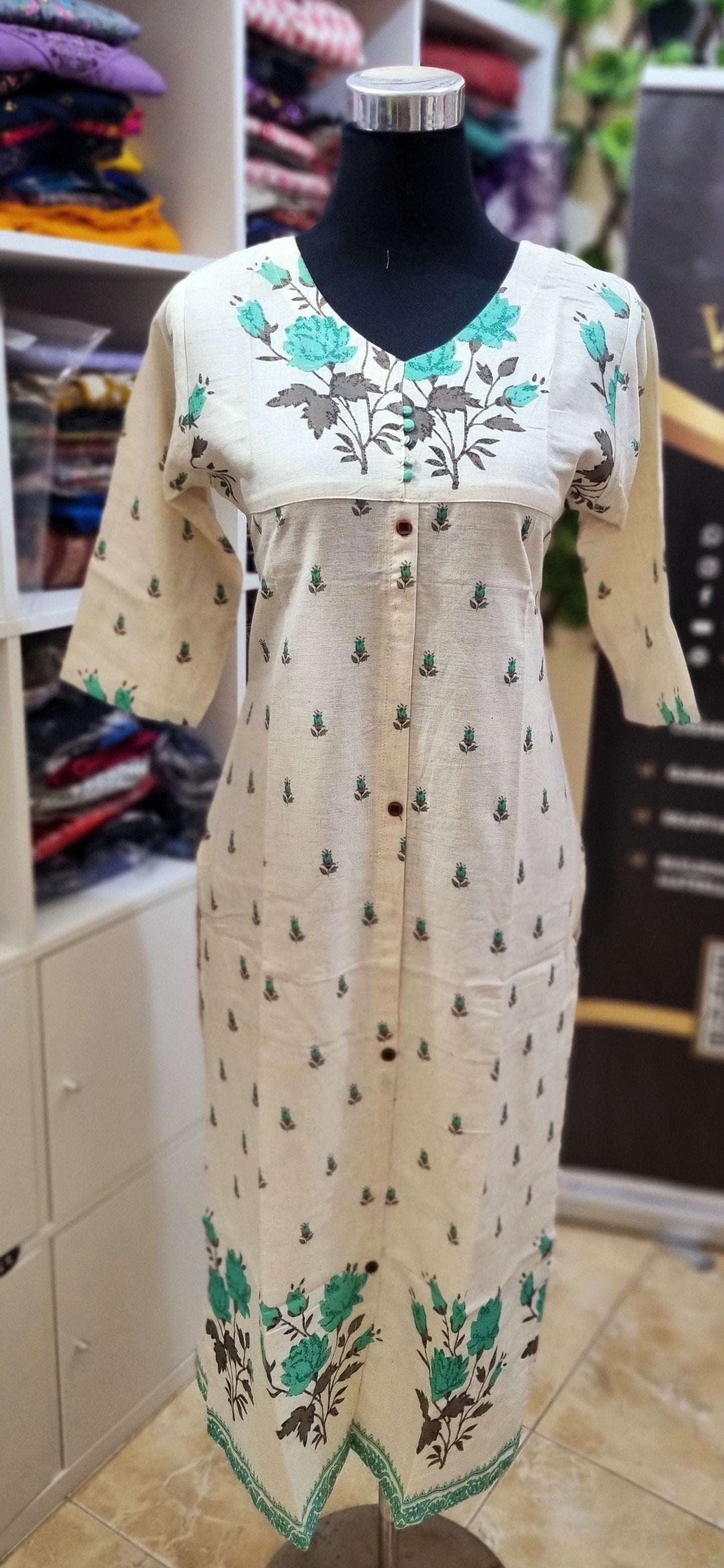 23MY25. Printed Khadi Cotton Slitted Top