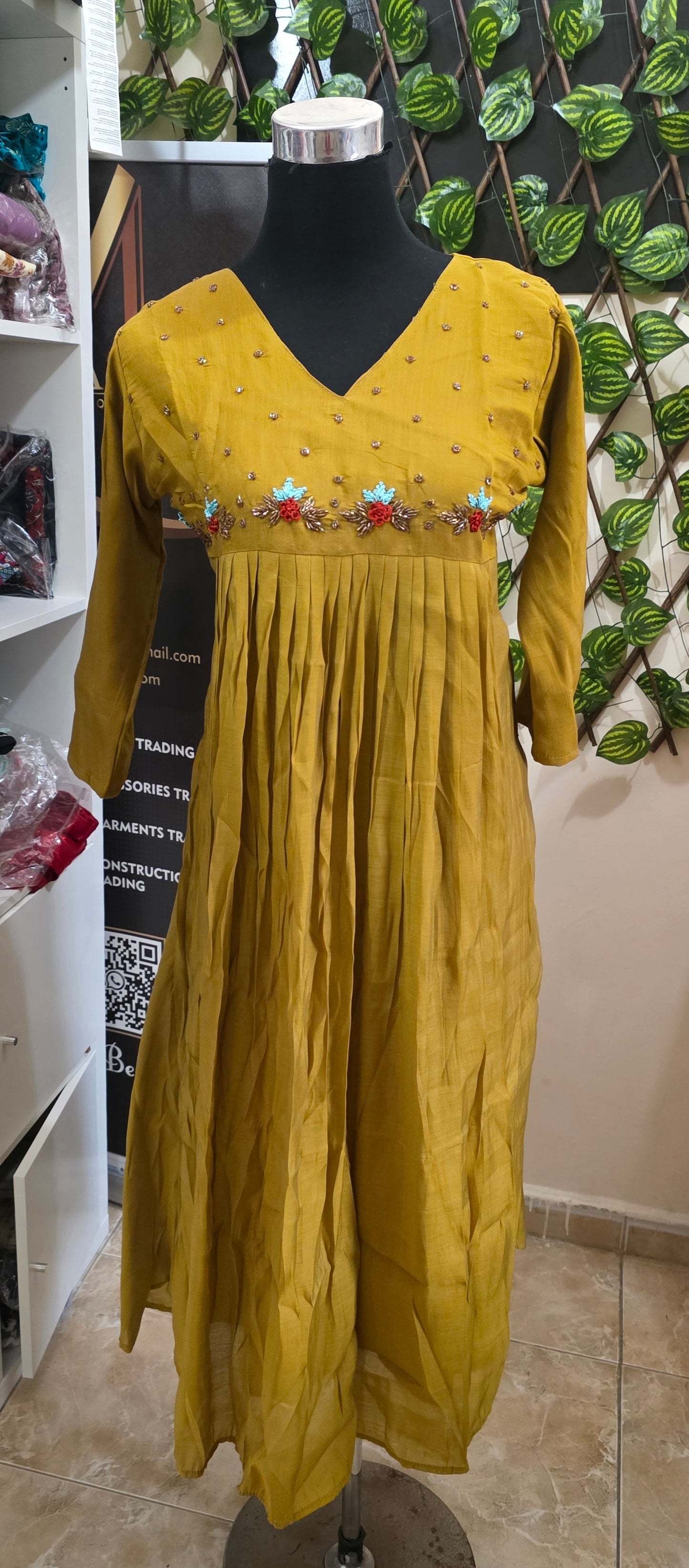 51326. Mul-Chanderi Pleated A-Line Top