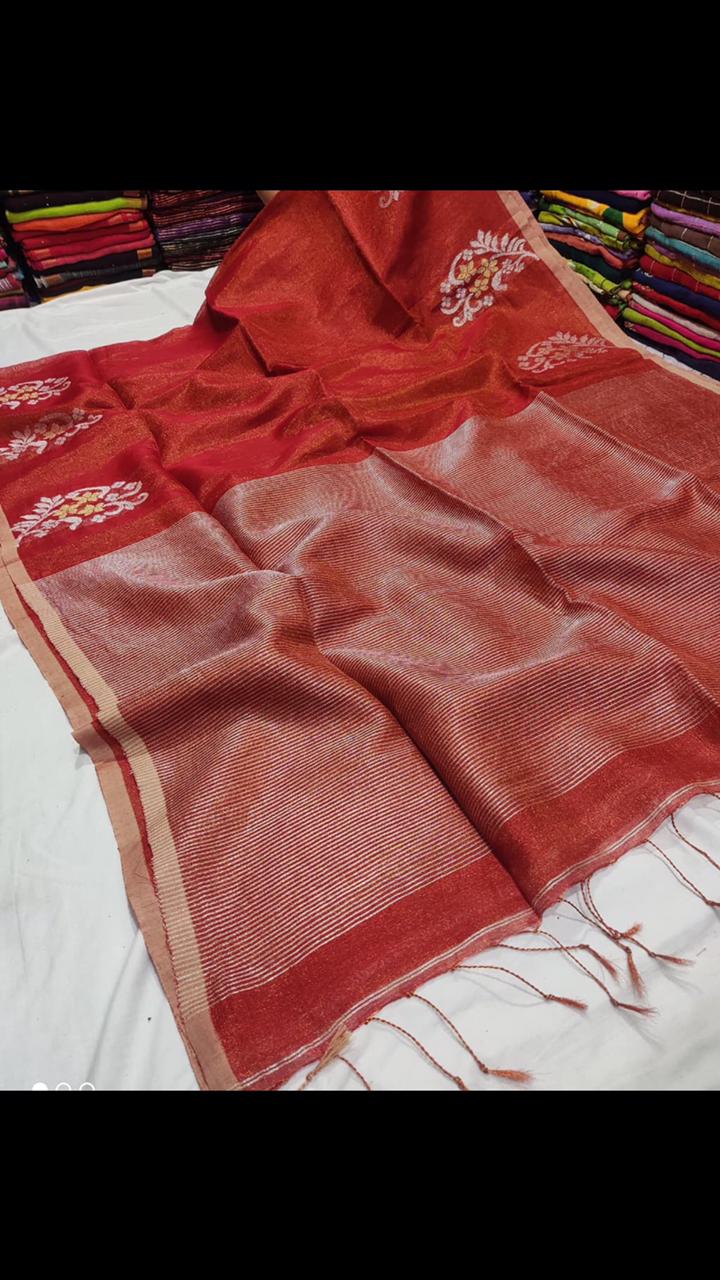 17SEP25. Premium Tissue Linen Saree.
