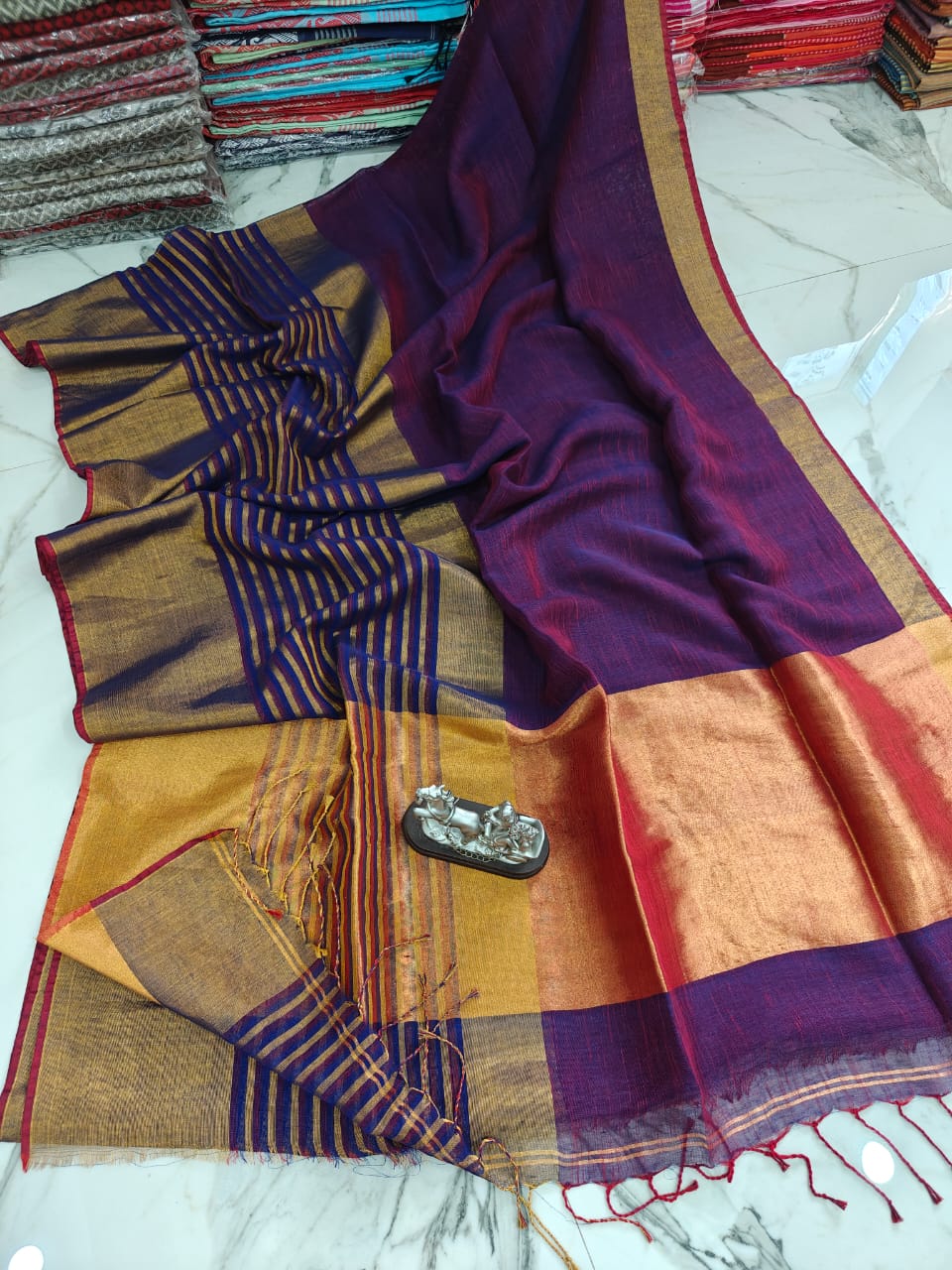 2AUG25. 120 Count Pure Linen Saree.