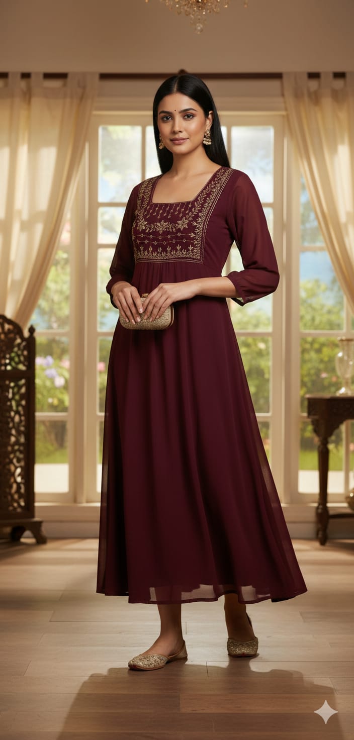 20226. Georgette Party wear PanelCut Top.